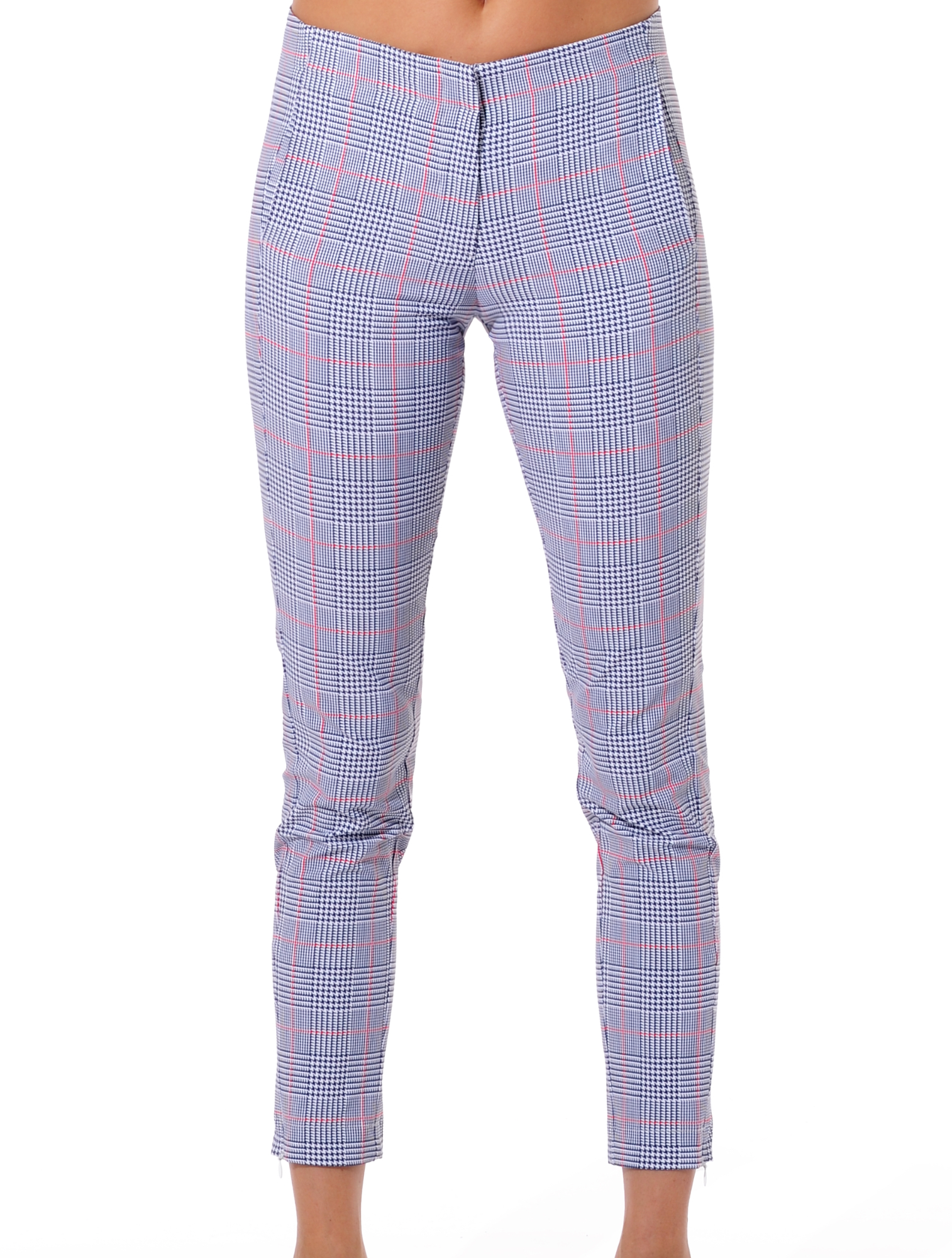 Glencheck print slacks navy 