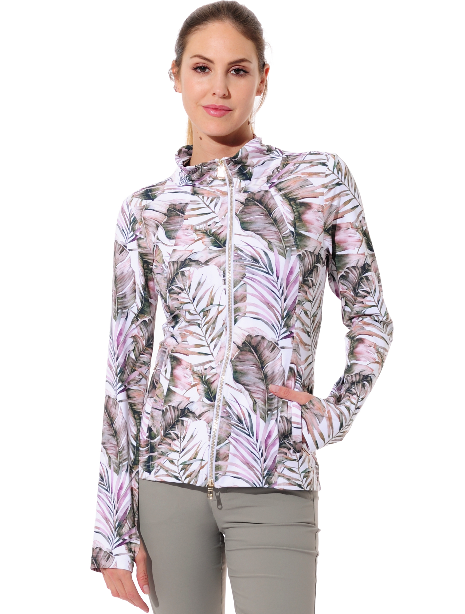 Fern Print Golf Jacke jade