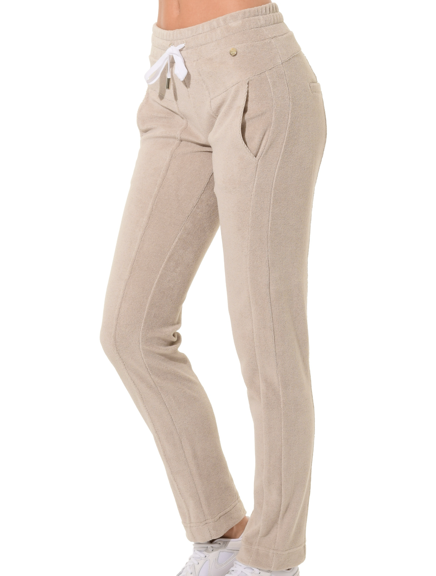 Terry Slim Sports Leisure Pants light taupe