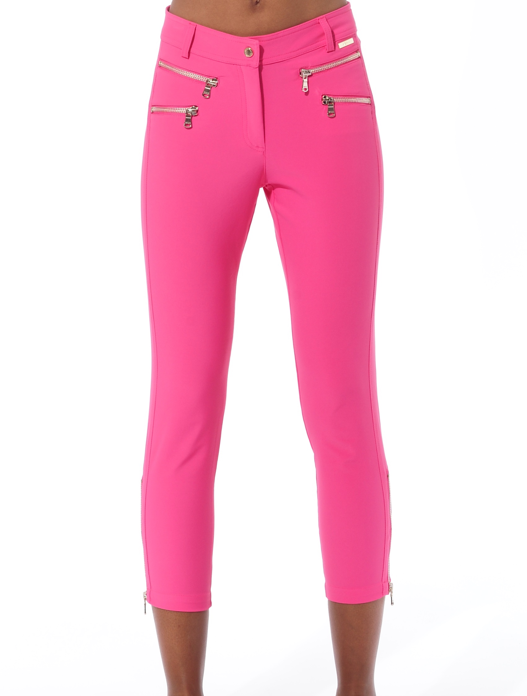 4way stretch double zip cropped pants flamingo 