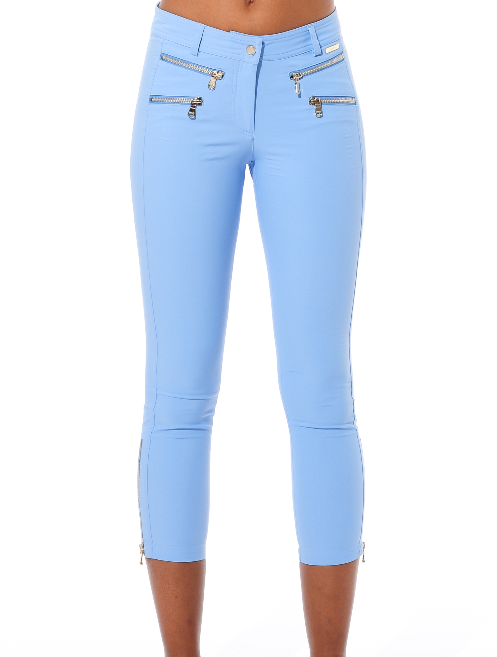 4way stretch double zip cropped pants baby blue 
