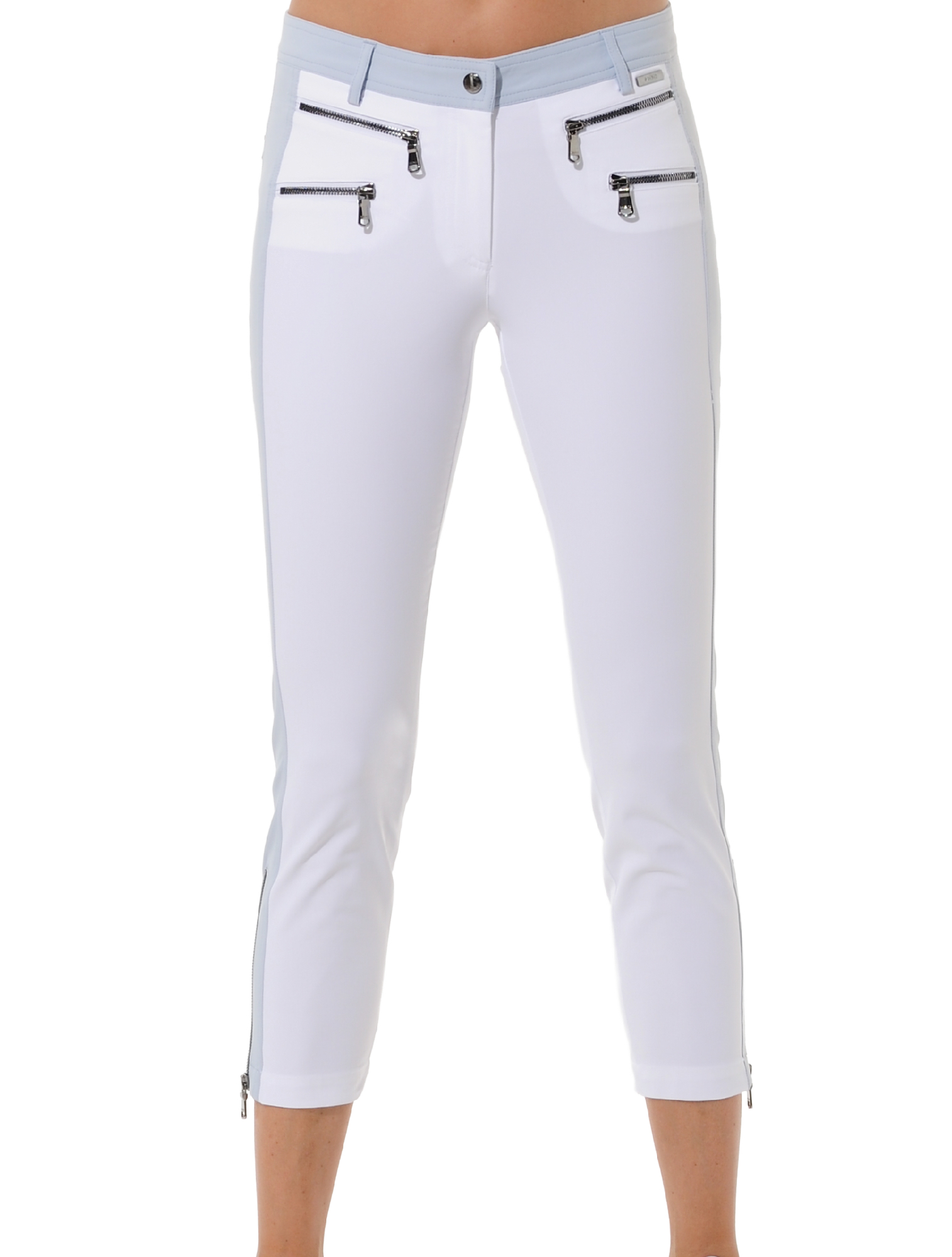 4way Stretch Double Zip Cropped Pants white/cloud