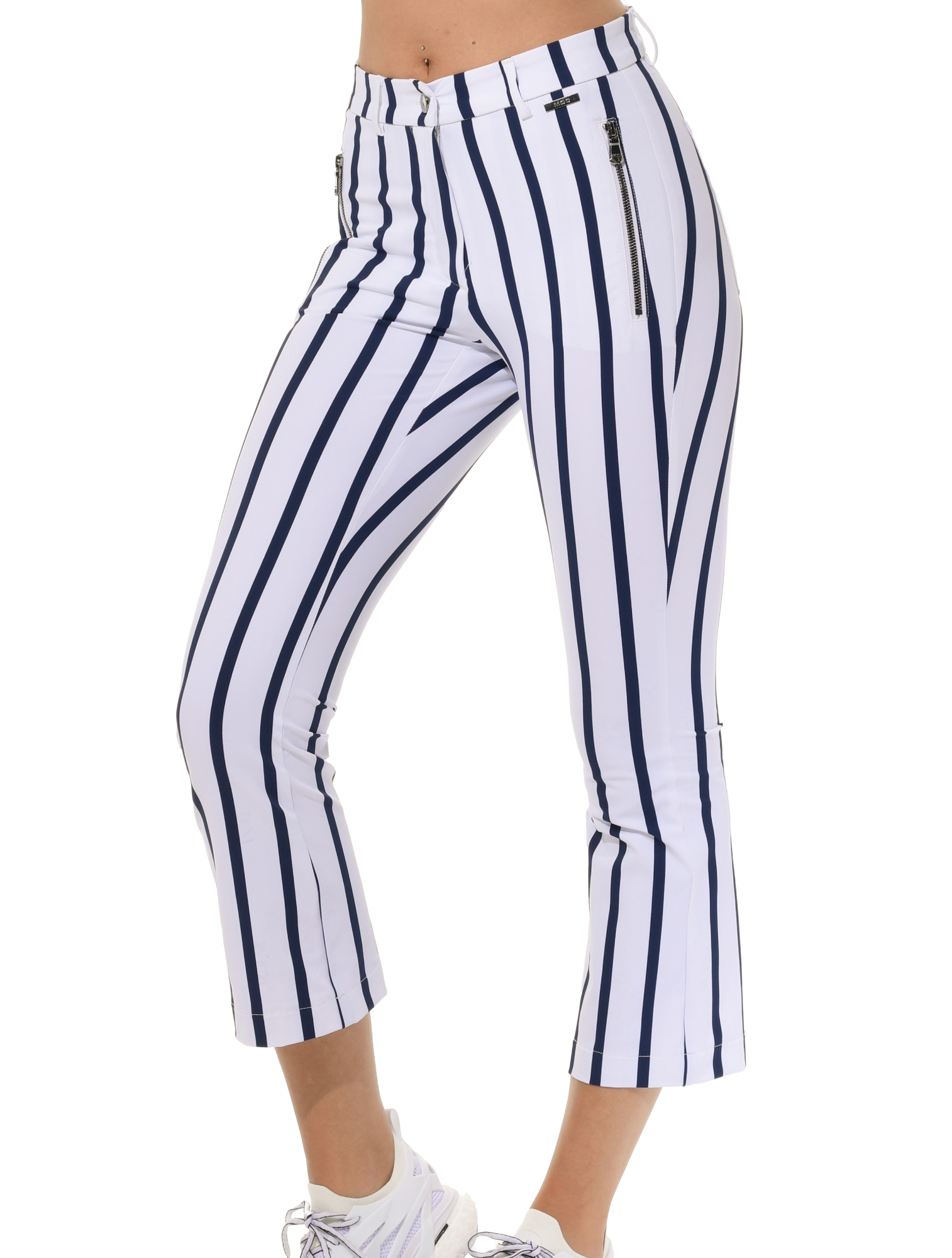 Riviera Print Boot Cut Cropped Chinos navy