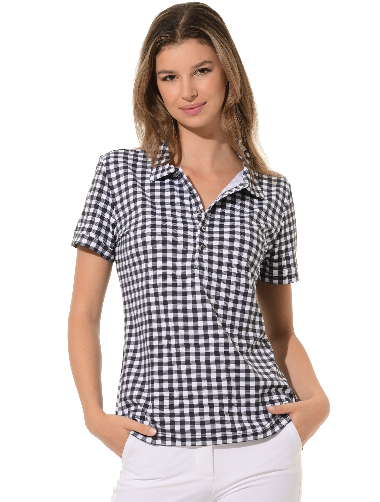 Squares Print Golf Poloshirt black/white