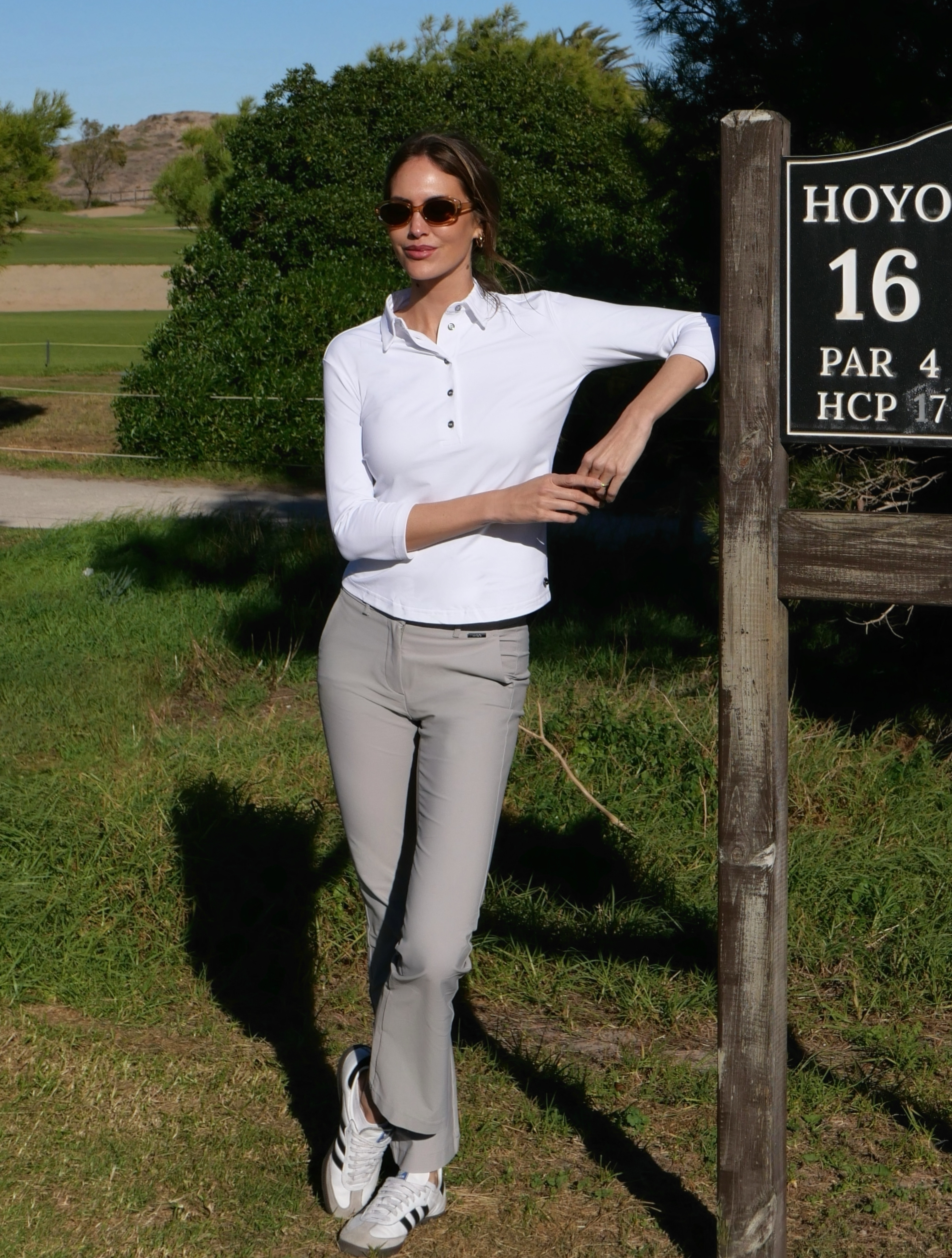 Jersey golf polo shirt white