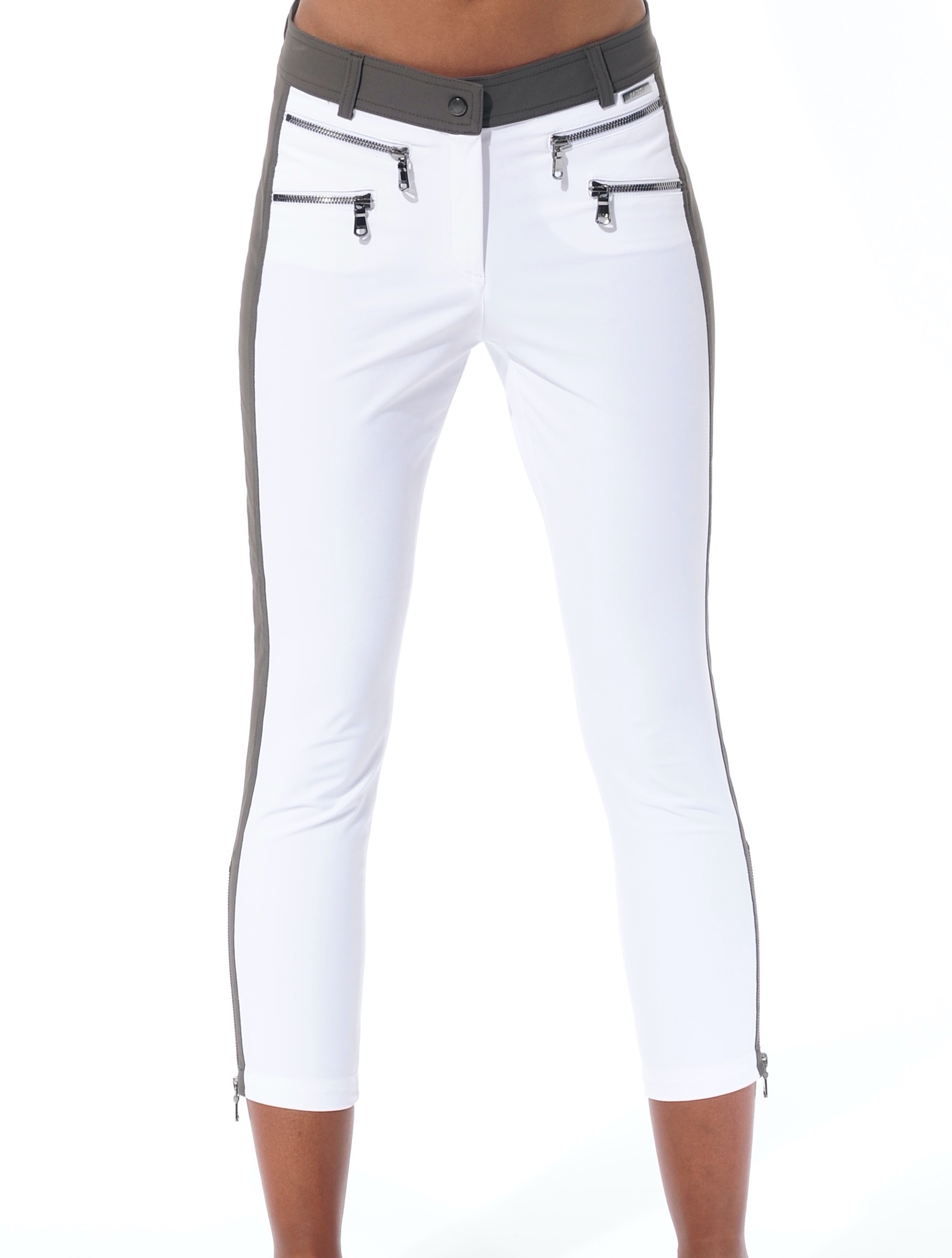 4way Stretch Double Zip Cropped Pants white/stone