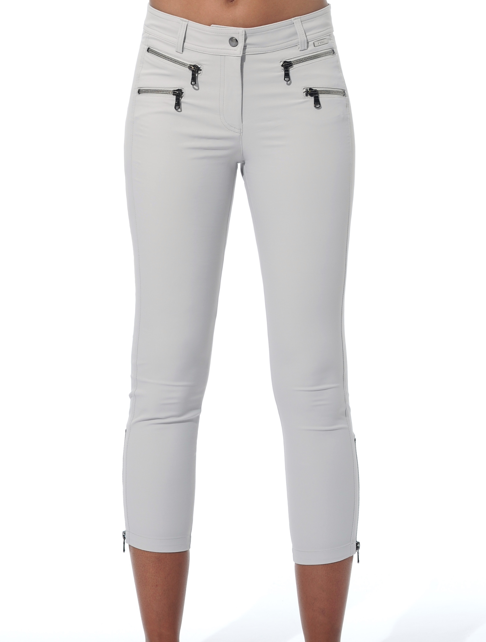 4way Stretch Double Zip Cropped Pants silver