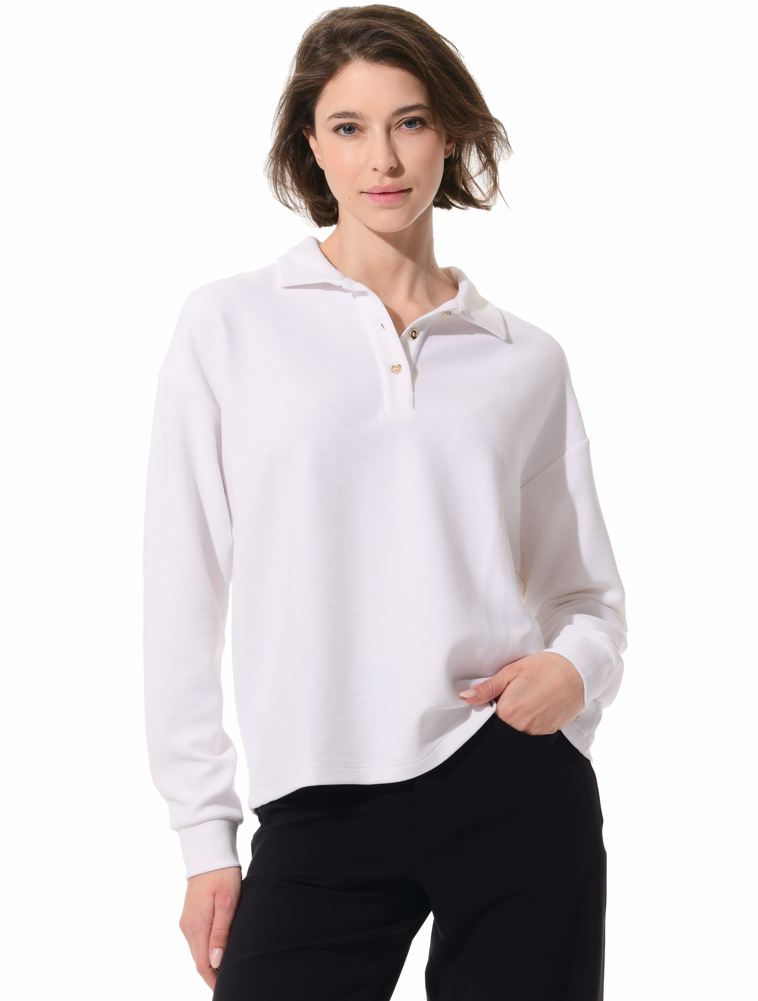 Rib Jersey Poloshirt white