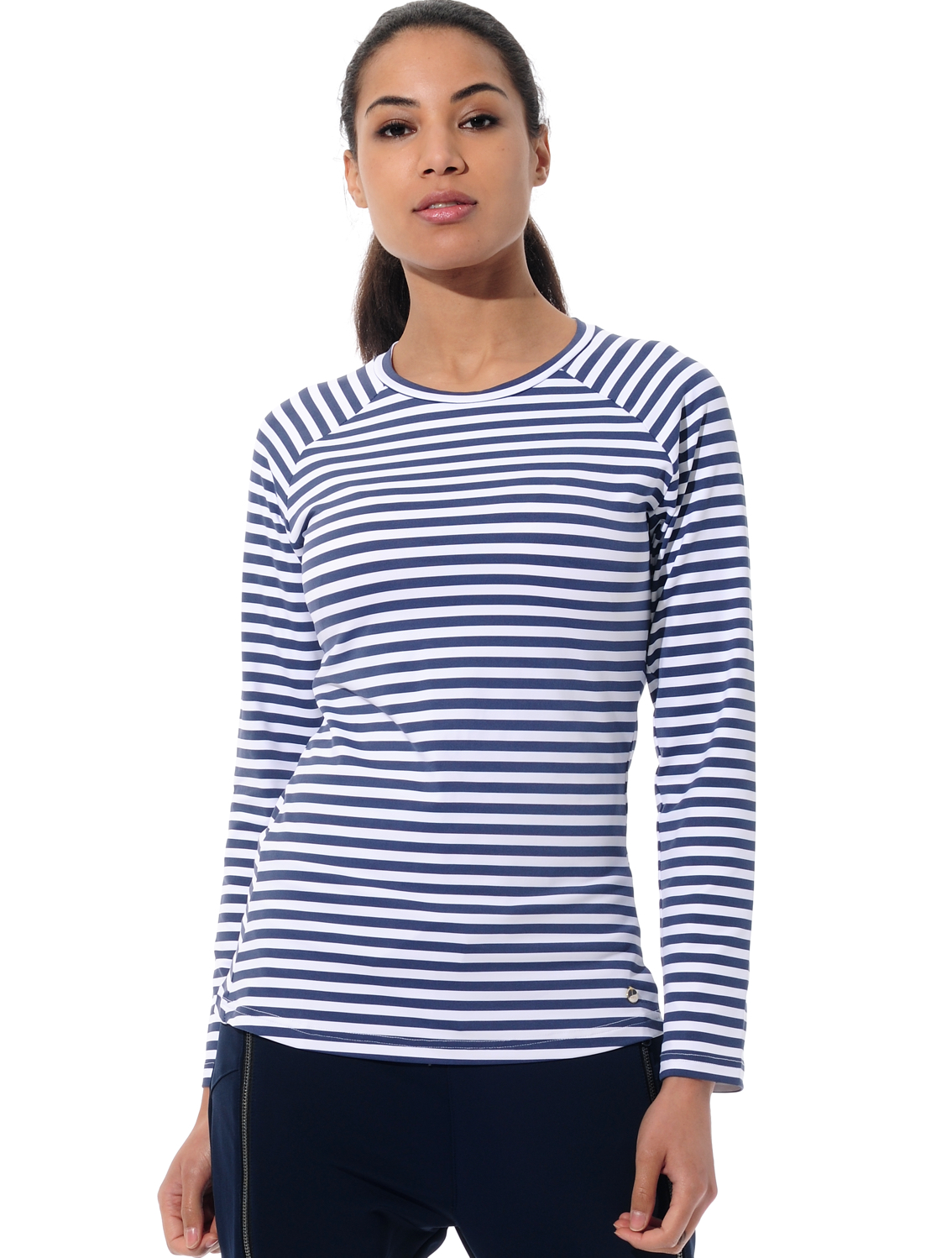 Striped print top navy 