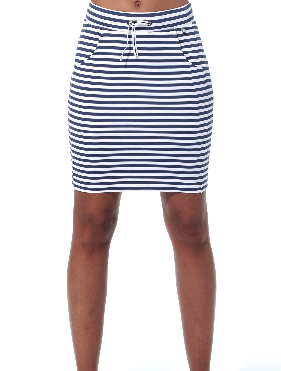 Striped print golf skort navy 