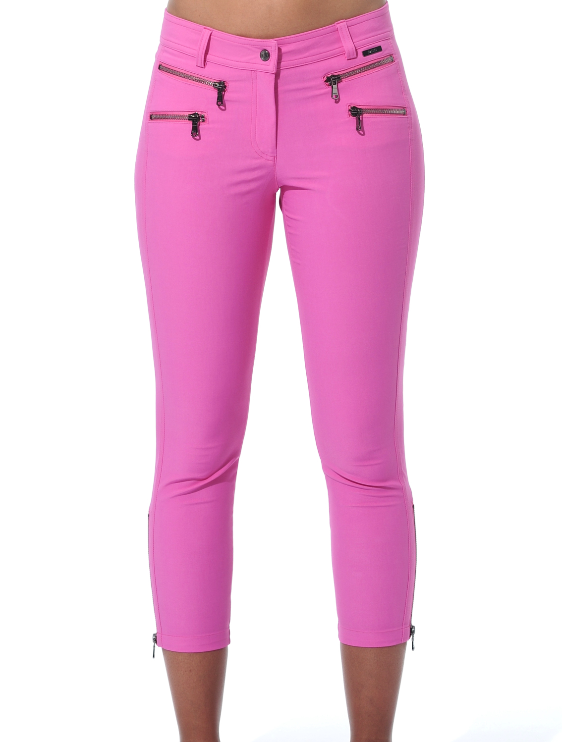 Light Stretch Double Zip Cropped Pants fuchsia