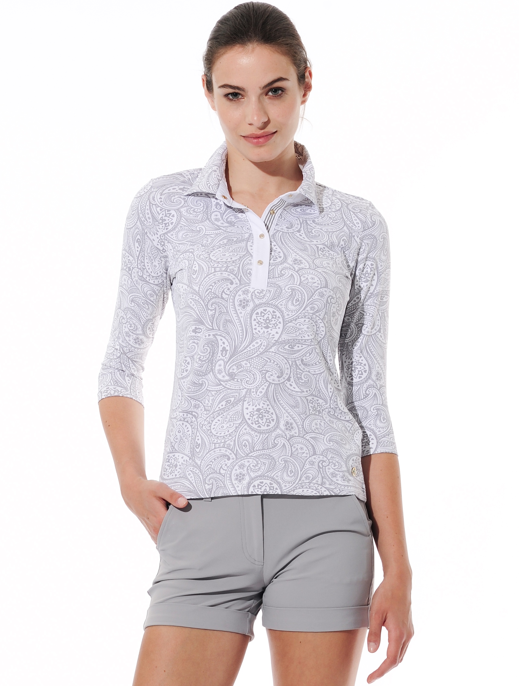 Paisley Print Polo grey