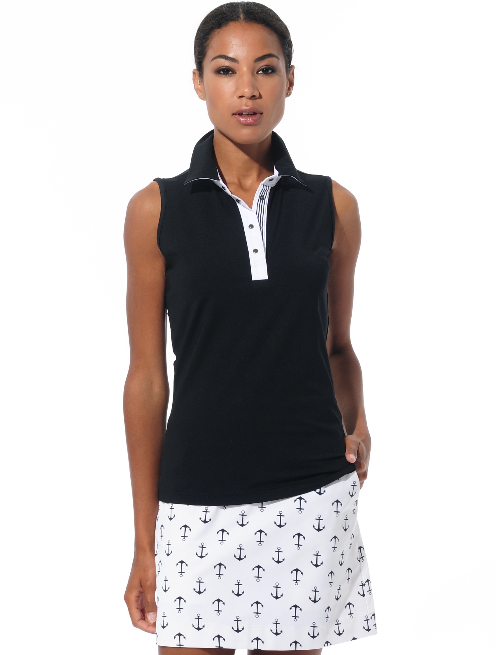 Jersey Golf Poloshirt black/white