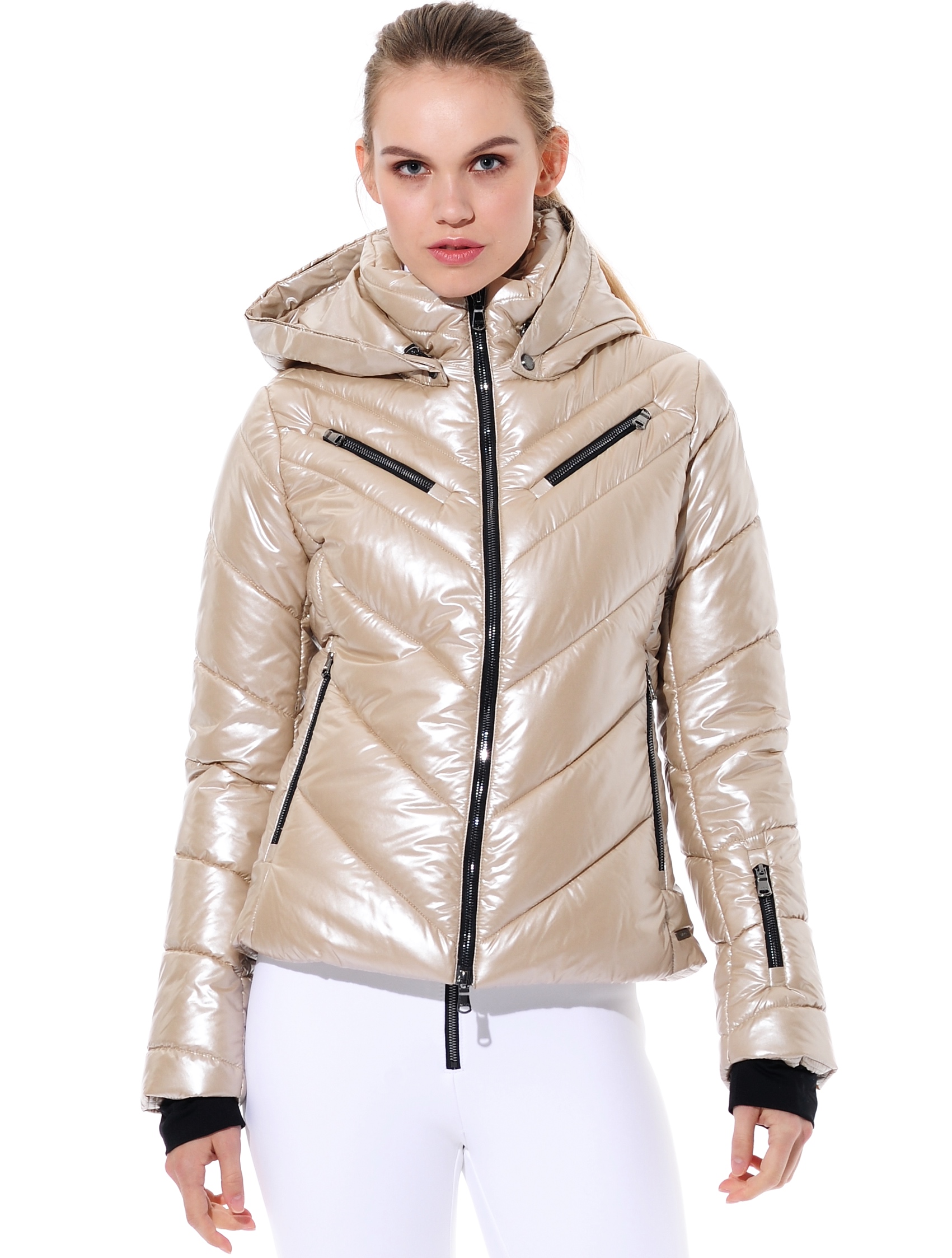 shiny ski jacket platinum 