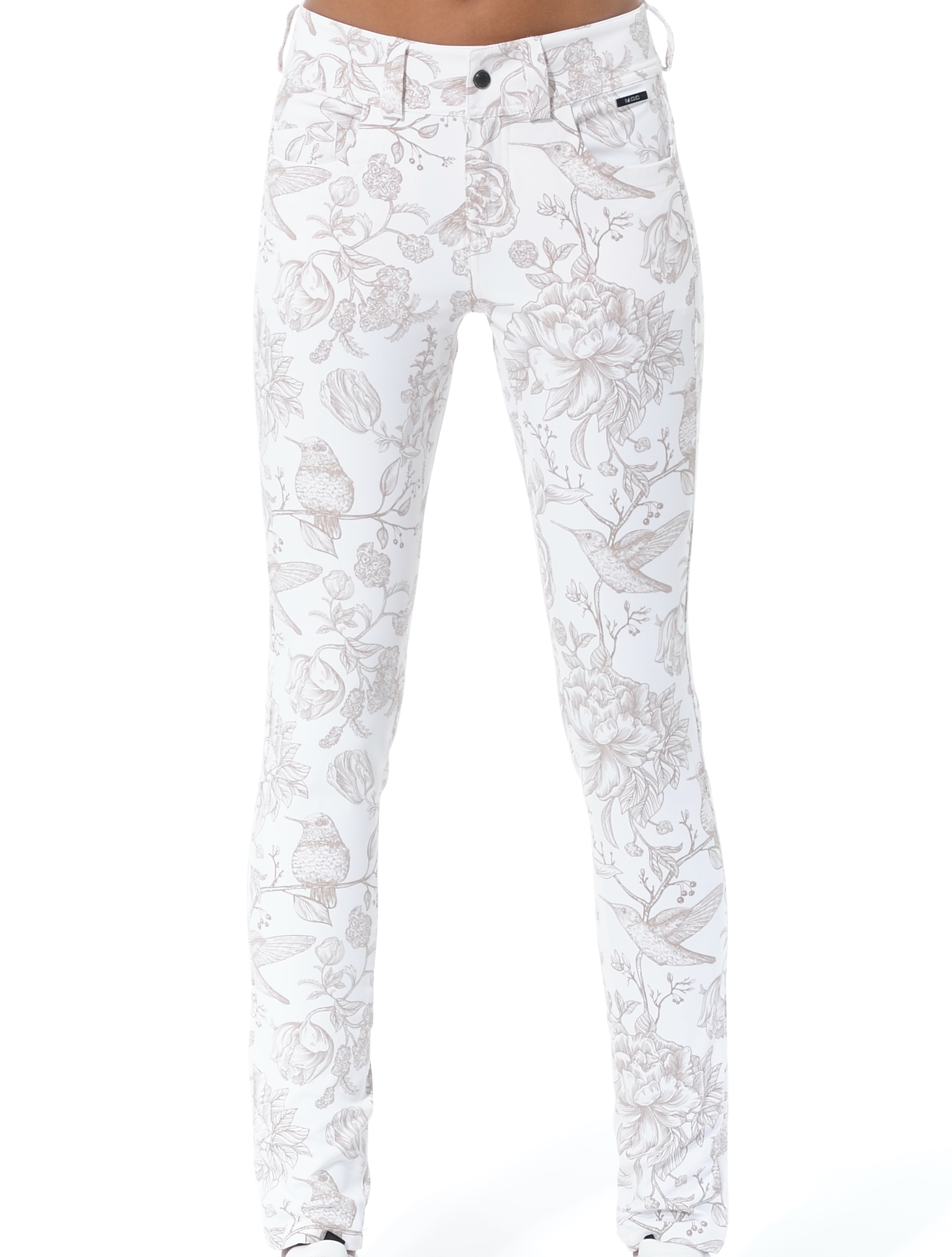 4way stretch print skinny 5pockets taupe 