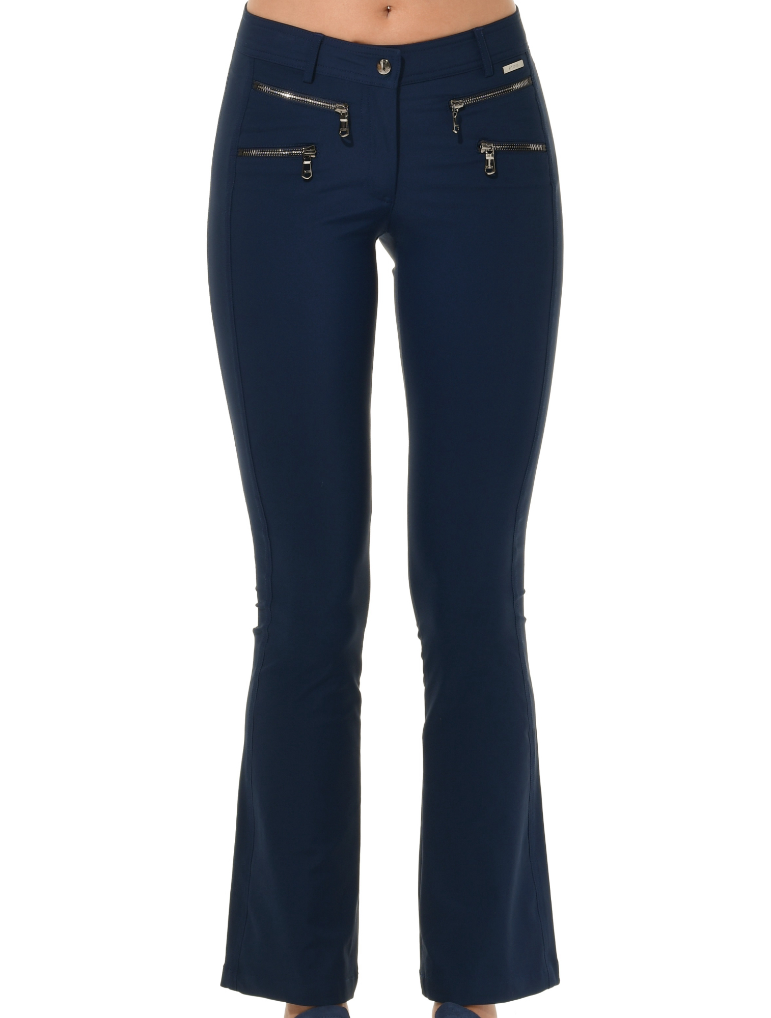 4way Stretch Double Zip Flared Pants navy