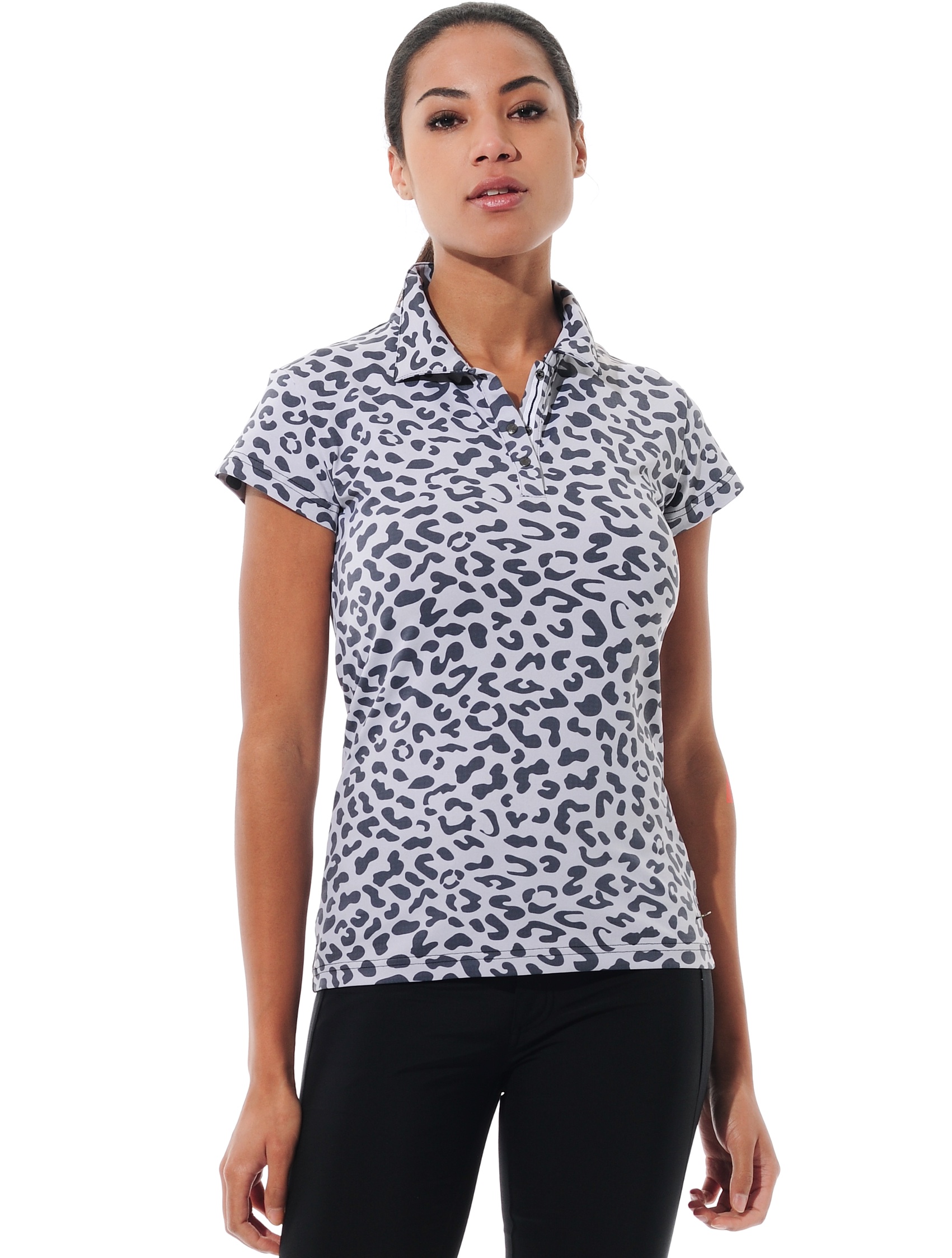 Jaguar print polo shirt grey/black 