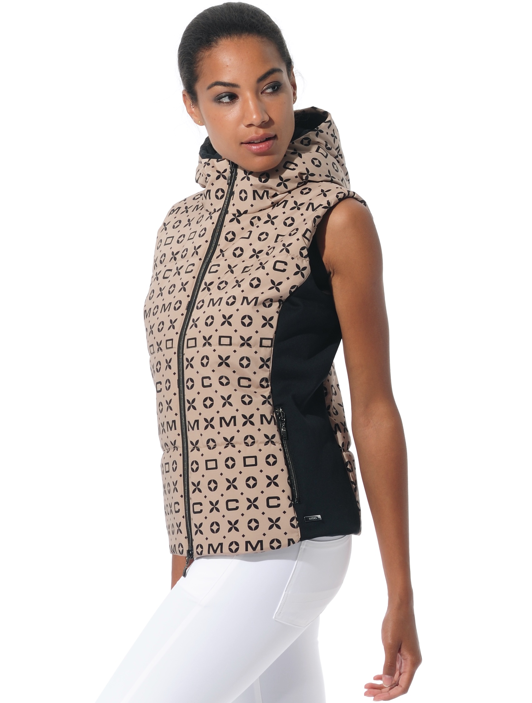 power stretch print vest taupe/black 