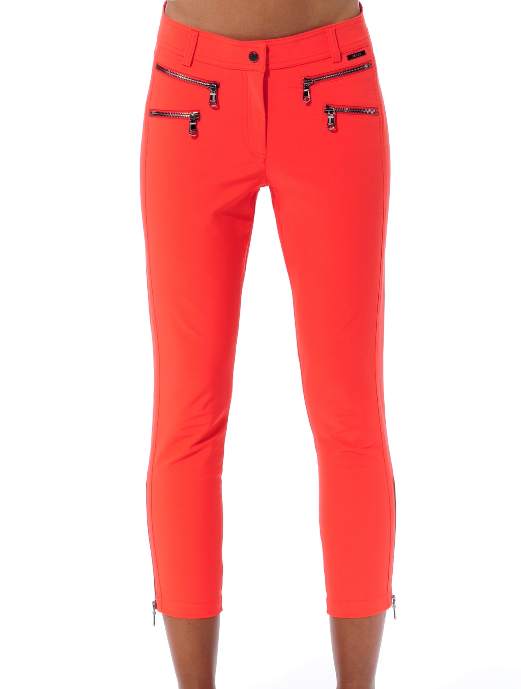 4way stretch double zip cropped pants grapefruit 