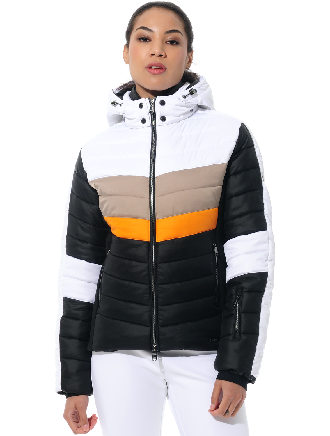 ski jacket with 4way stretch side panels black/autumn 