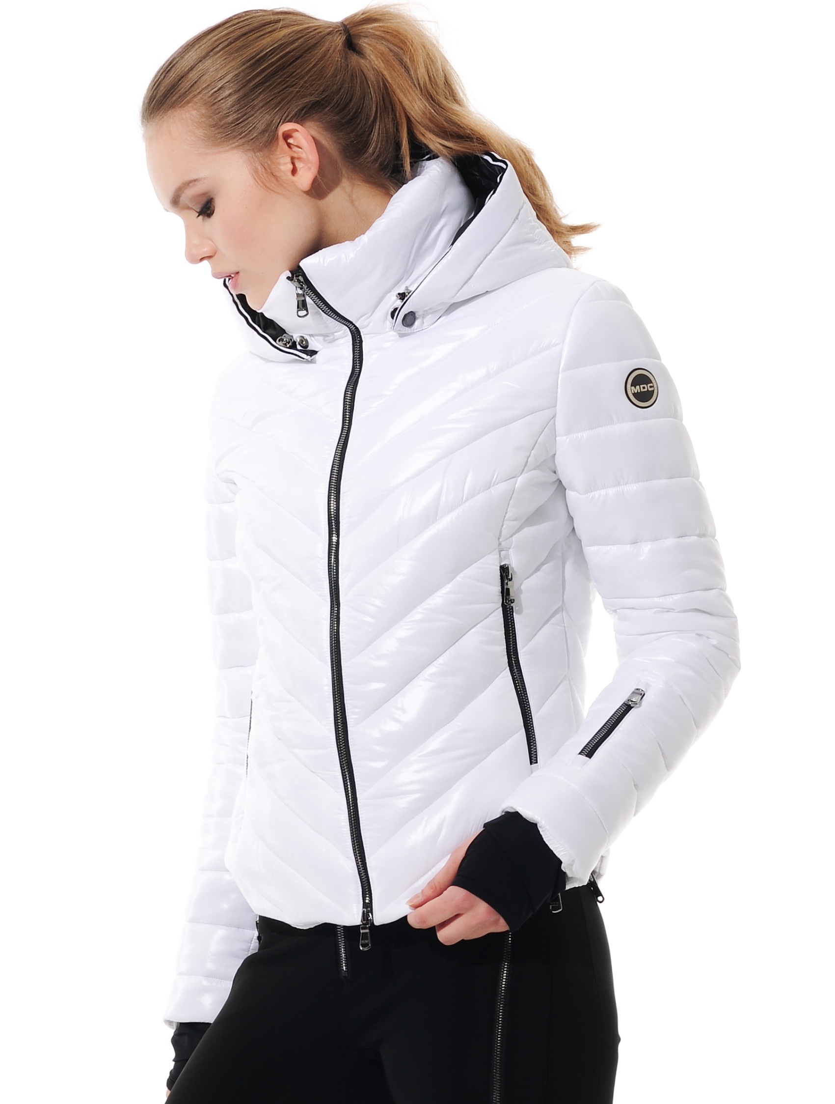 shiny ski jacket white 
