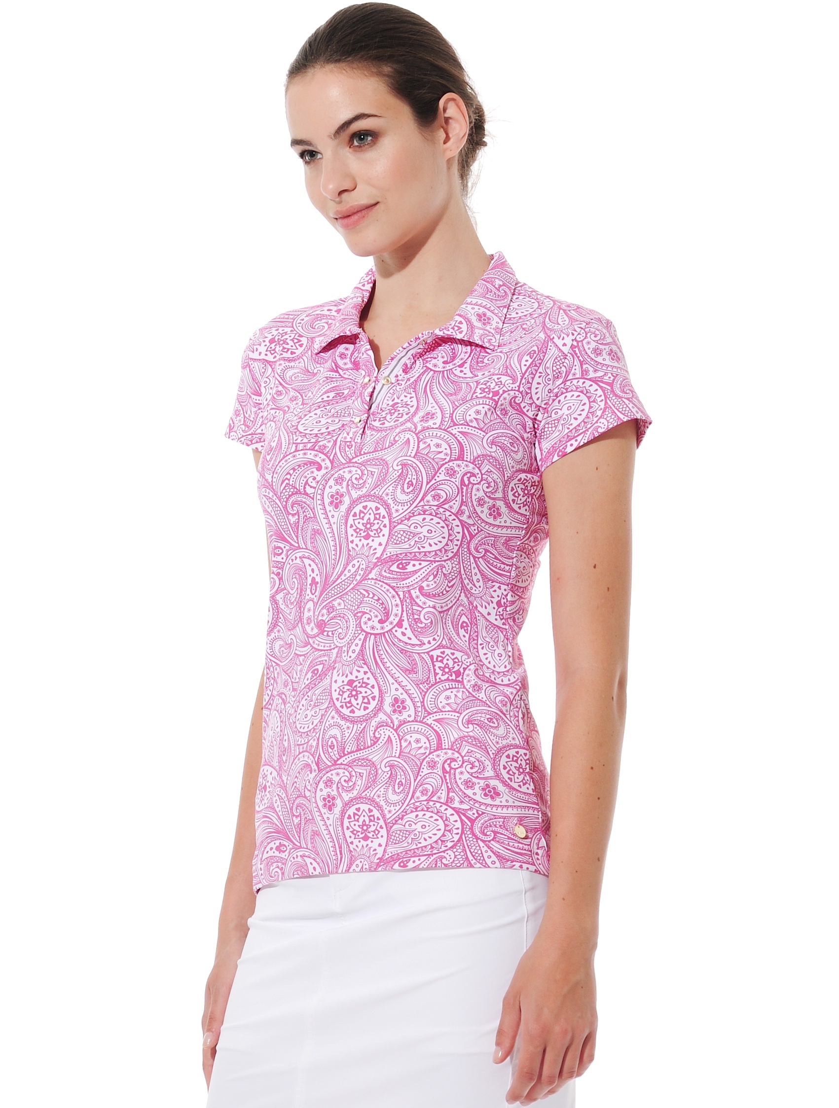 Paisley print polo shirt flamingo 
