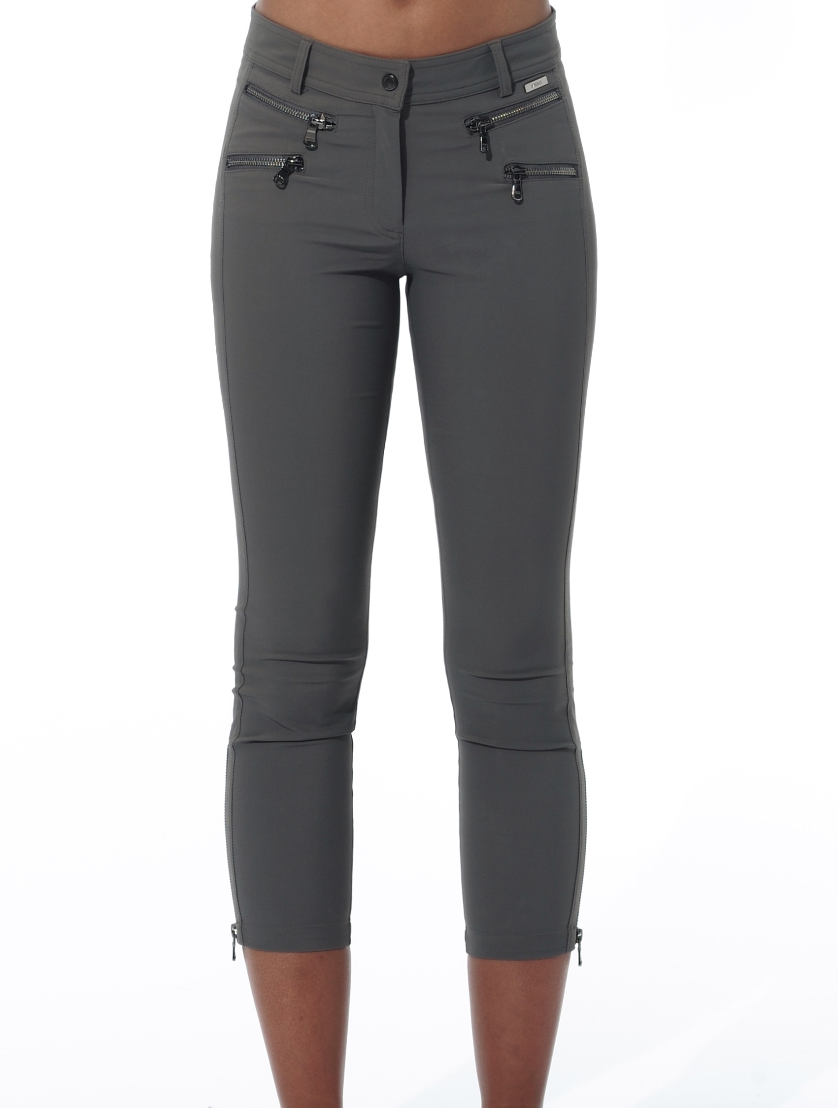 4way Stretch Double Zip Cropped Pants steel