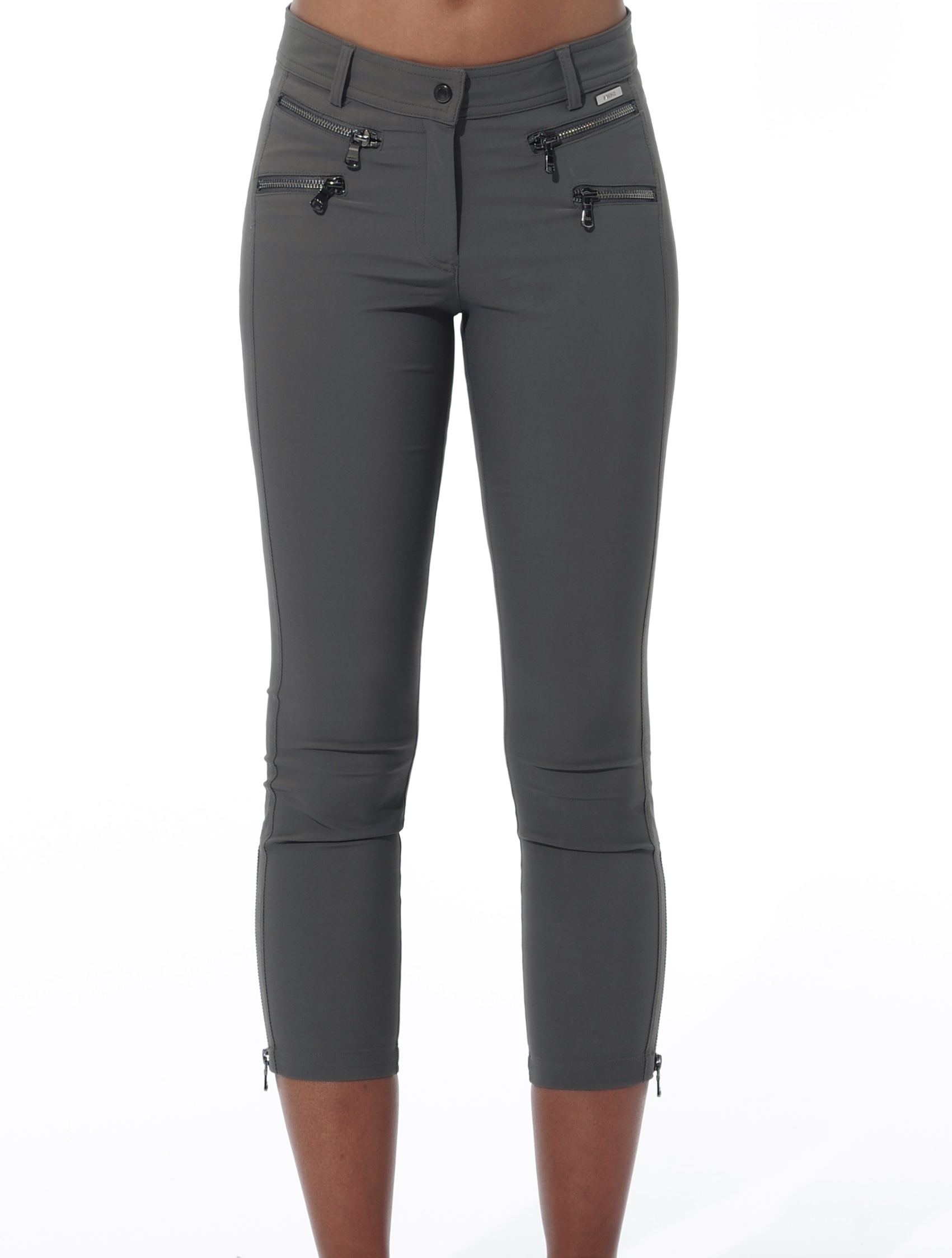 4way stretch double zip cropped pants steel 