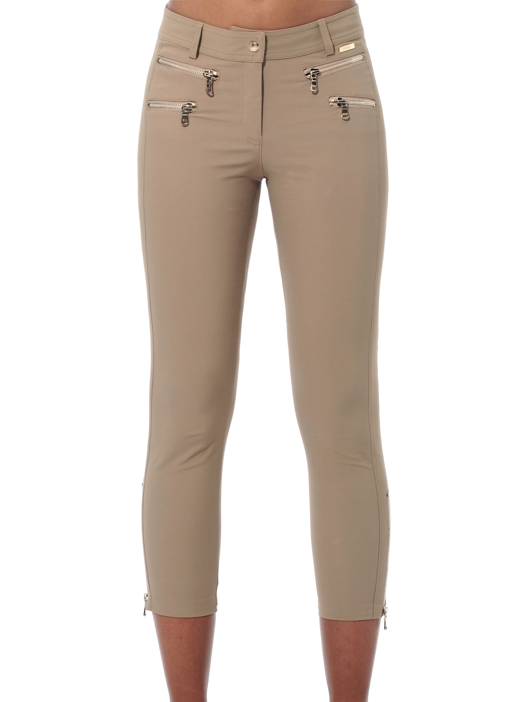 4way stretch double zip cropped pants chestnut 