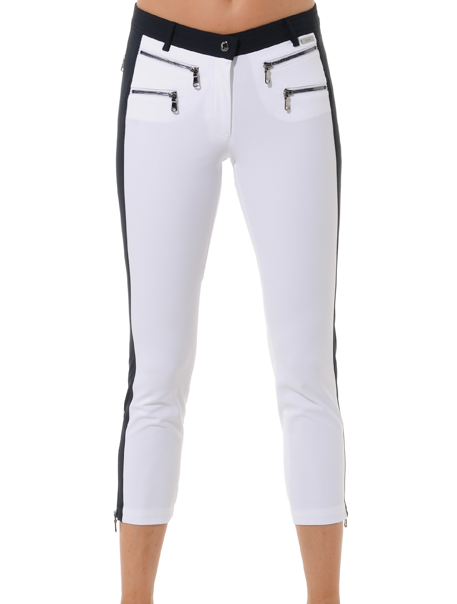 4way Stretch Double Zip Cropped Pants white/night blue