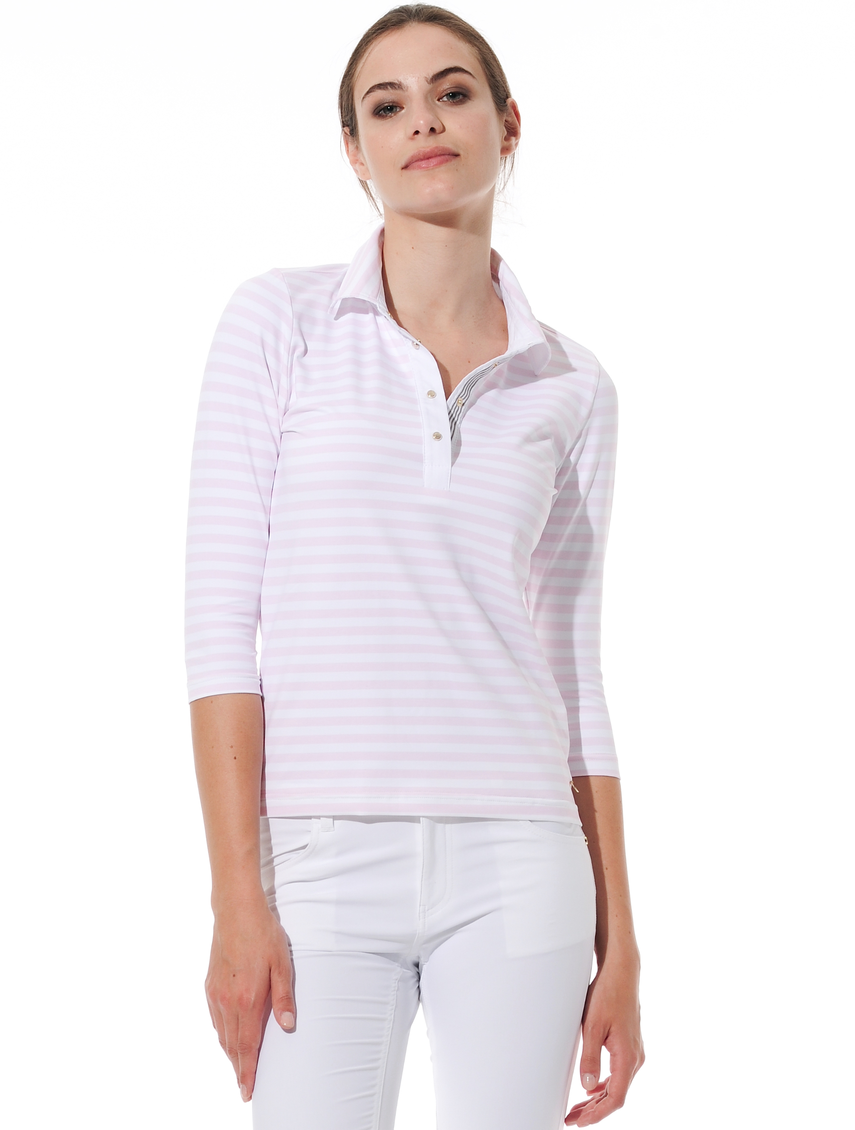 Striped print polo shirt macaron 