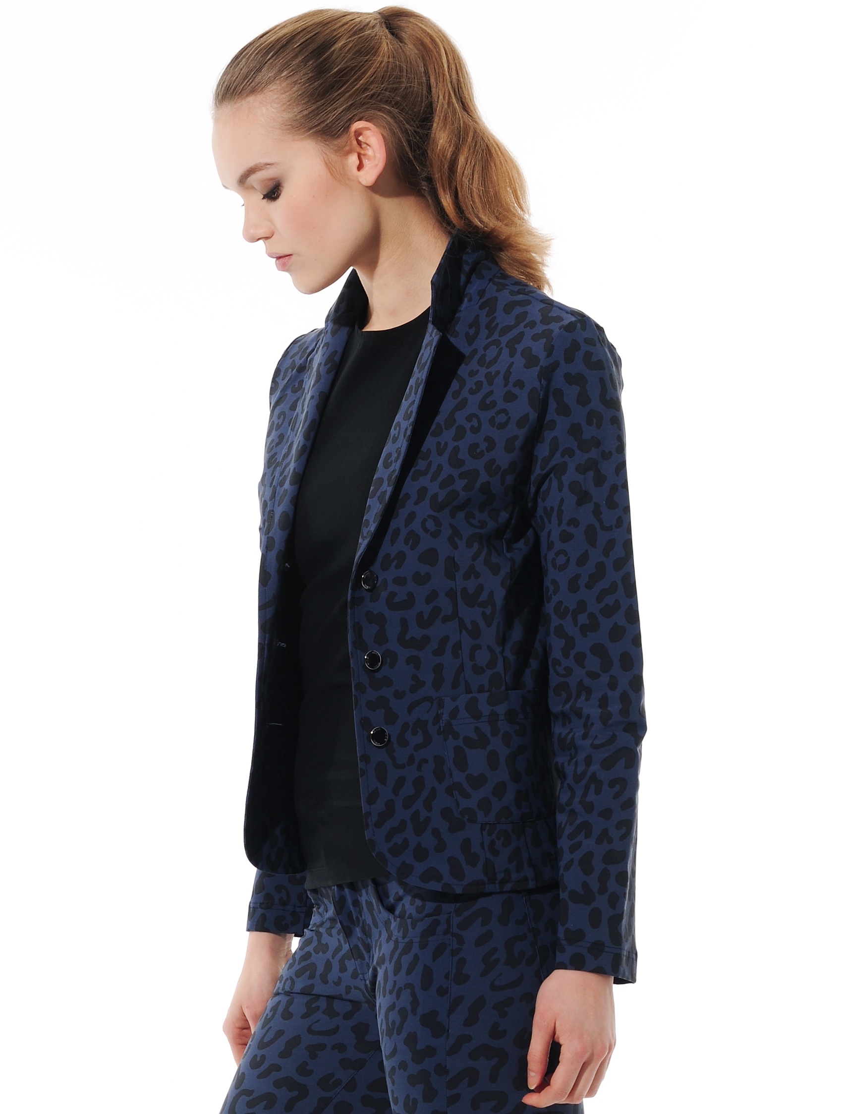 4way Stretch Print Blazer navy/black