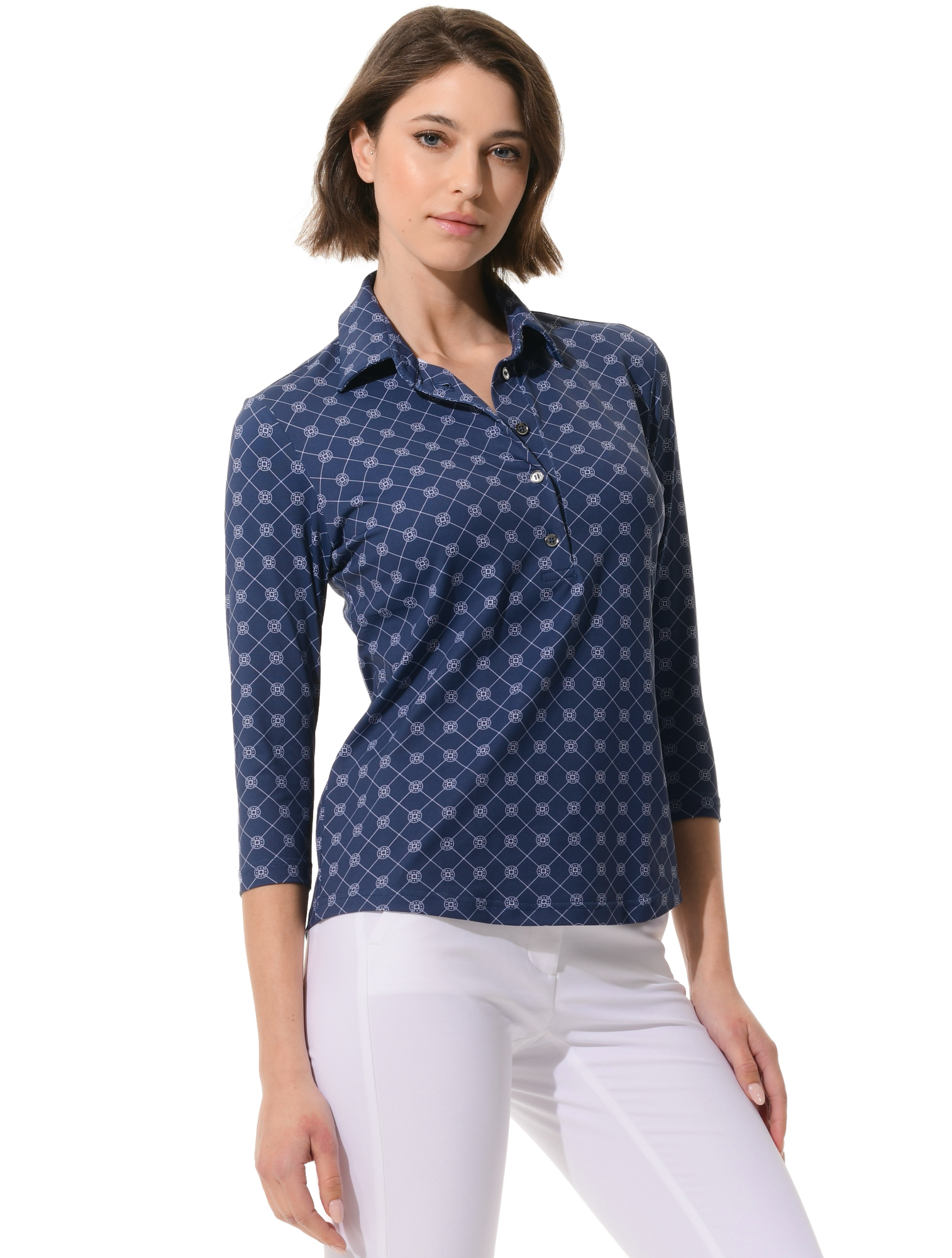 Vintage Print Golf Poloshirt navy
