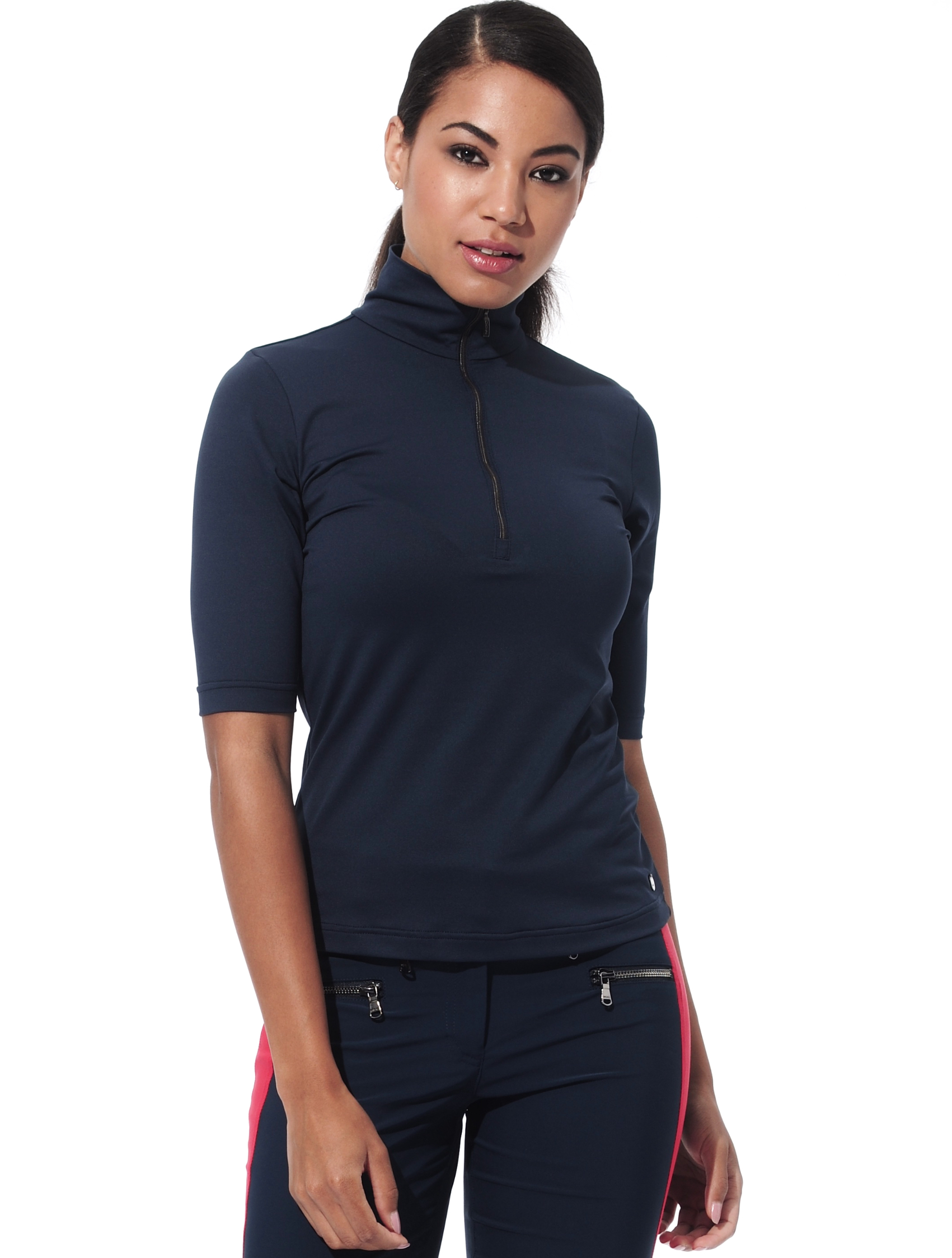 jersey zip golf polo shirt navy 