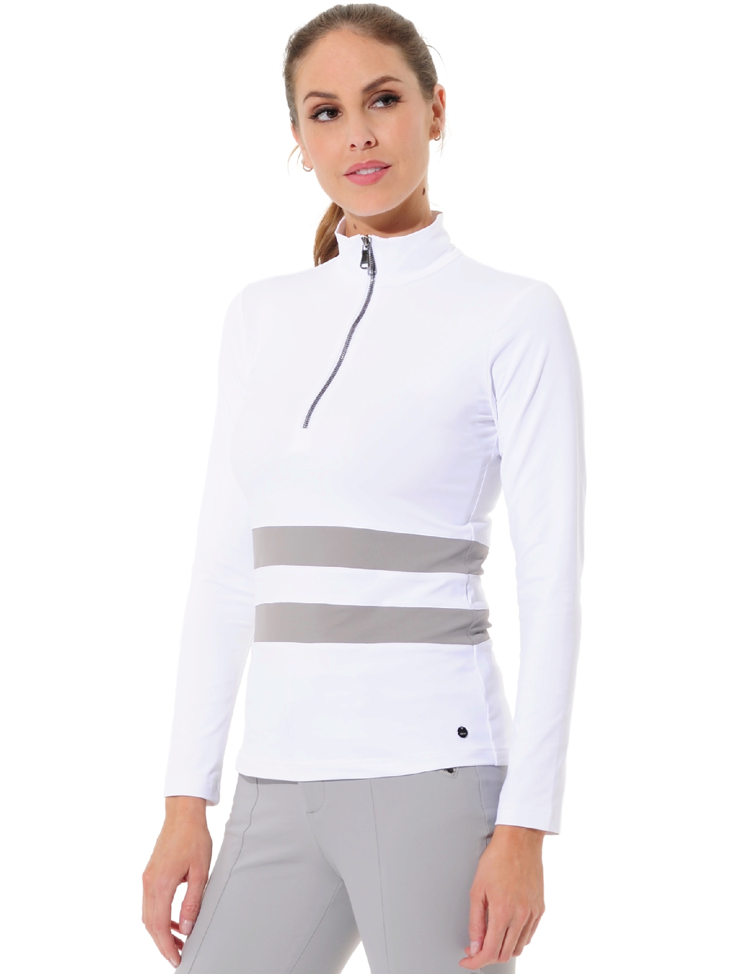 Jersey zip golf polo shirt white/grey 