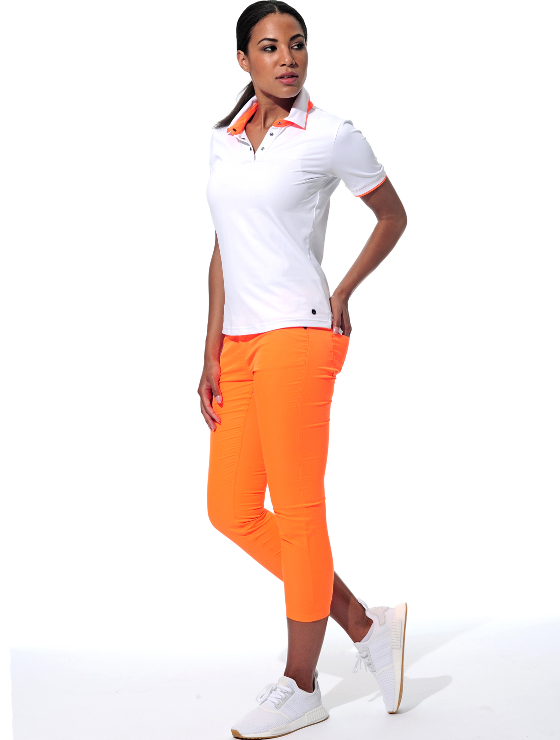 Shiny Stretch Cropped 5pockets neon orange