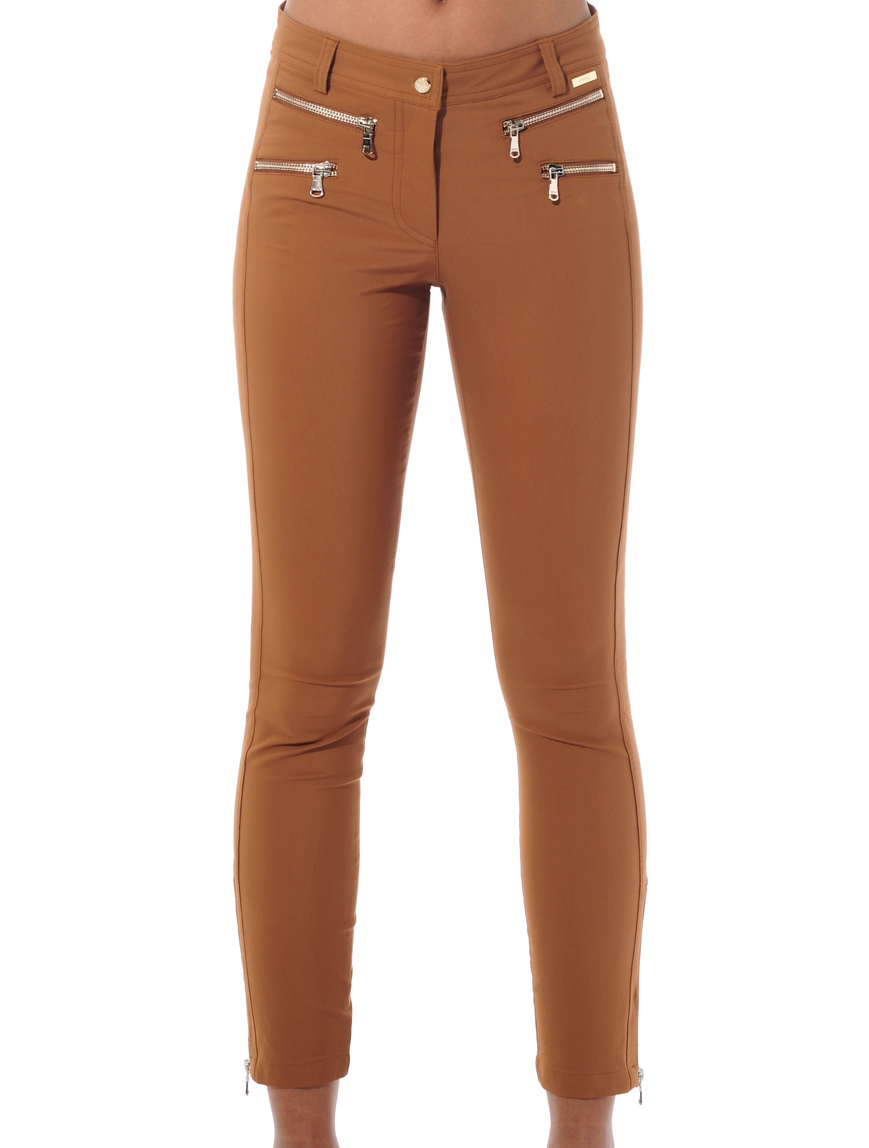 4way stretch double zip ankle pants ocre 