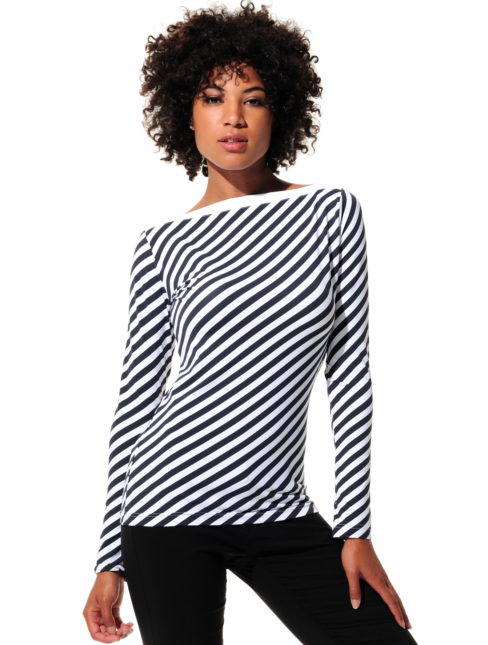 Diagonal Print Shirt black/white