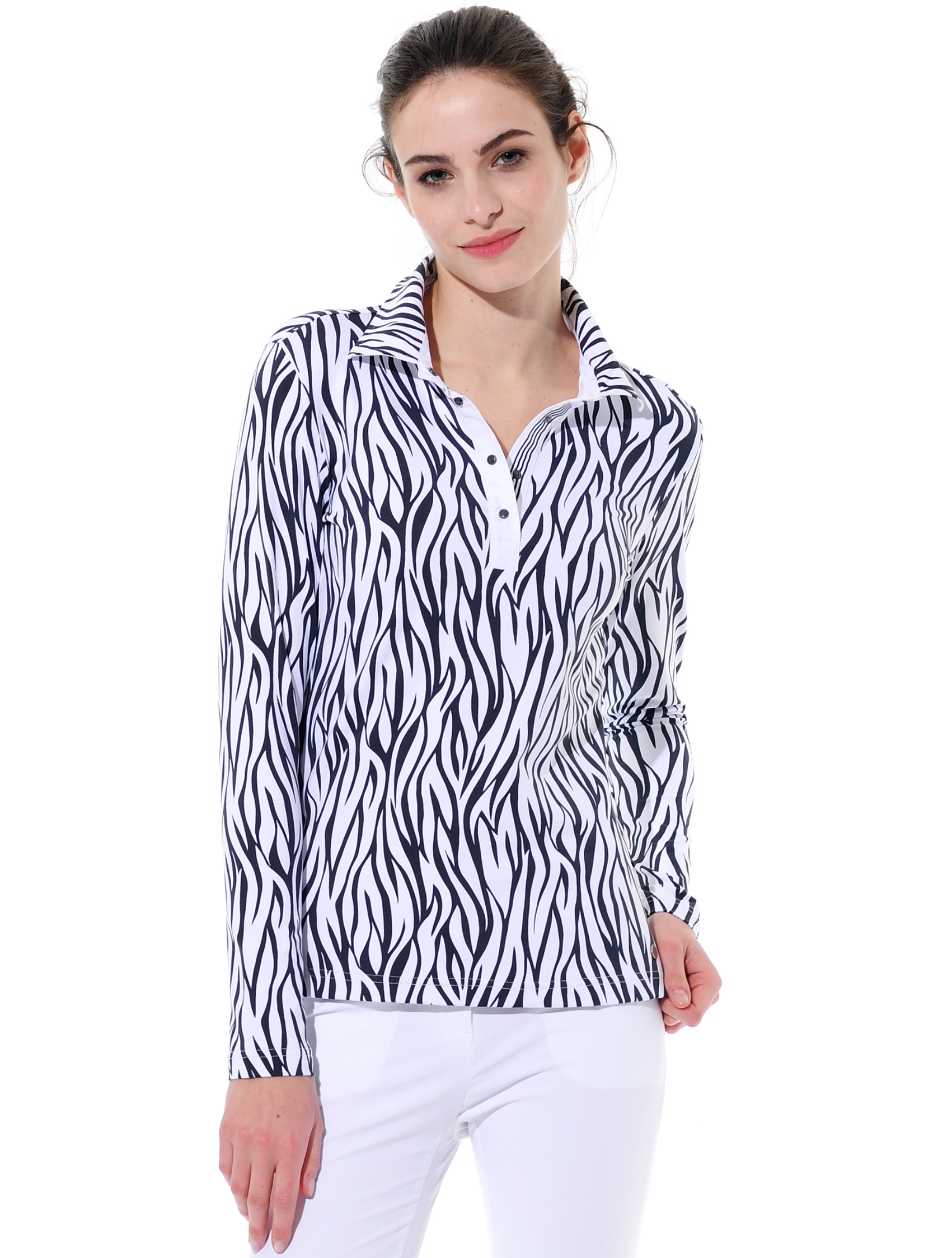 Zebra Skin print polo shirt black/white 