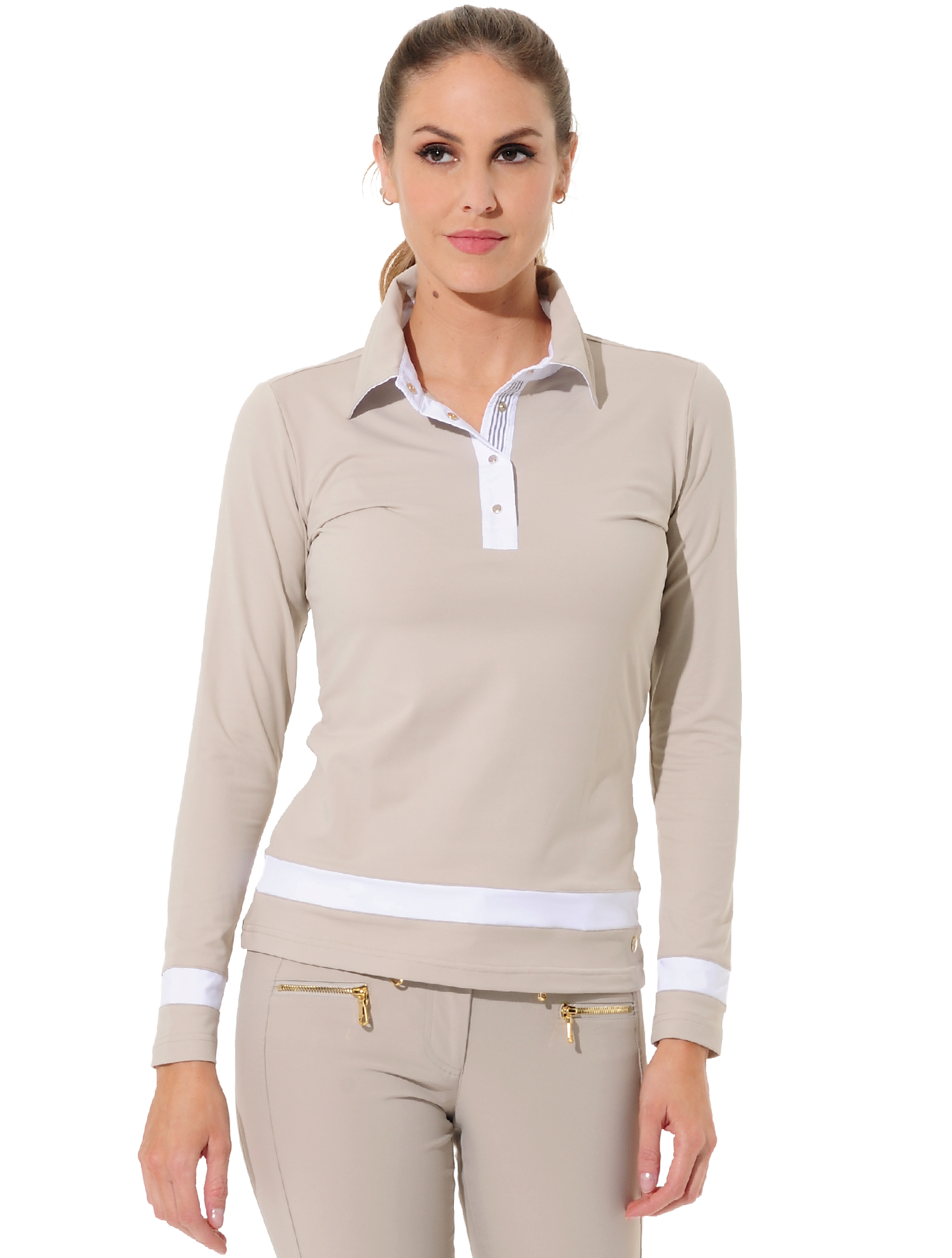 Jersey golf polo shirt light taupe 