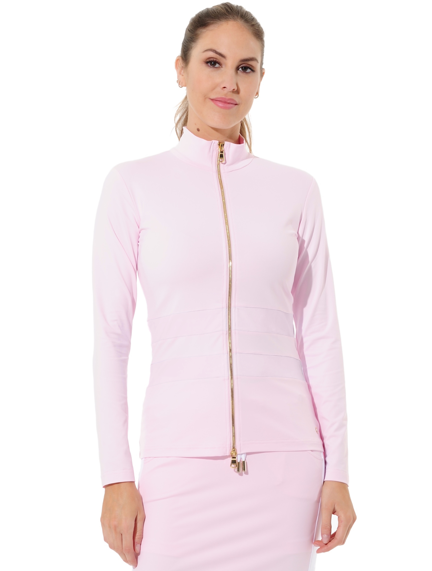 Jersey Shiny Gold Full Zip Midlayer macaron