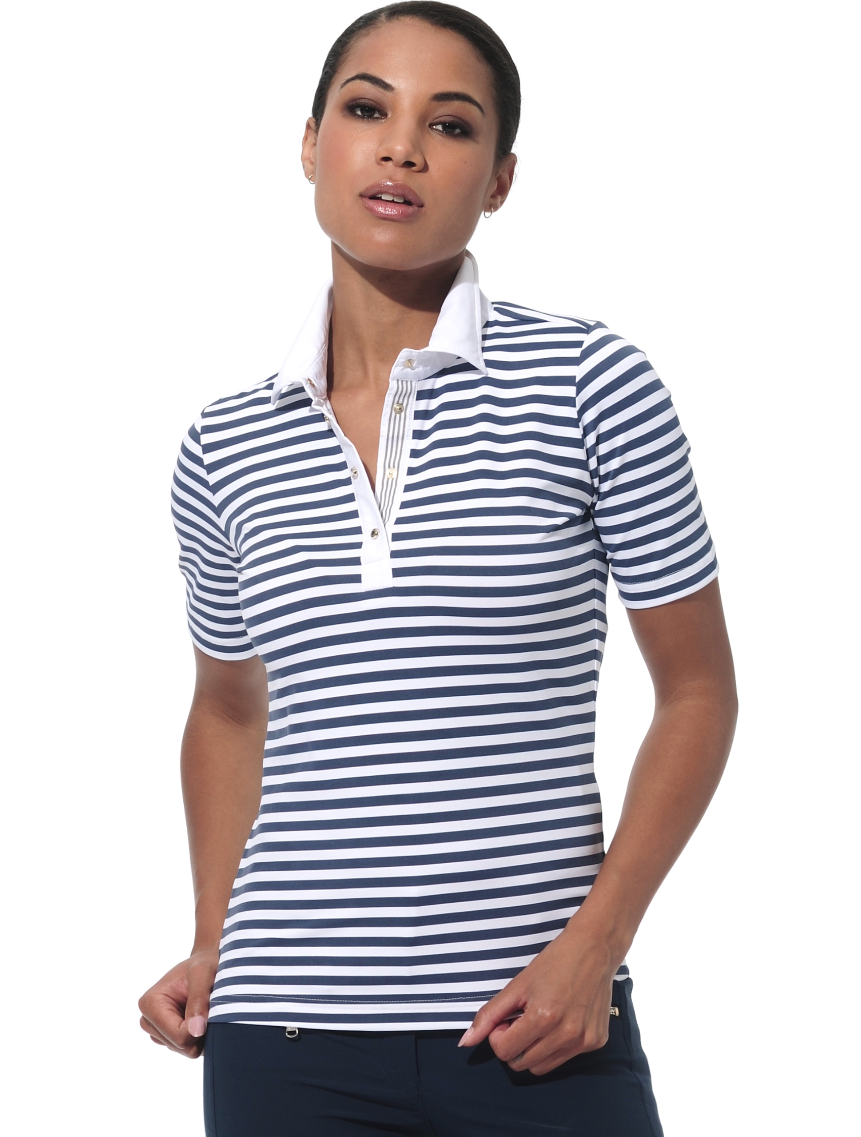 Striped Print Polo navy