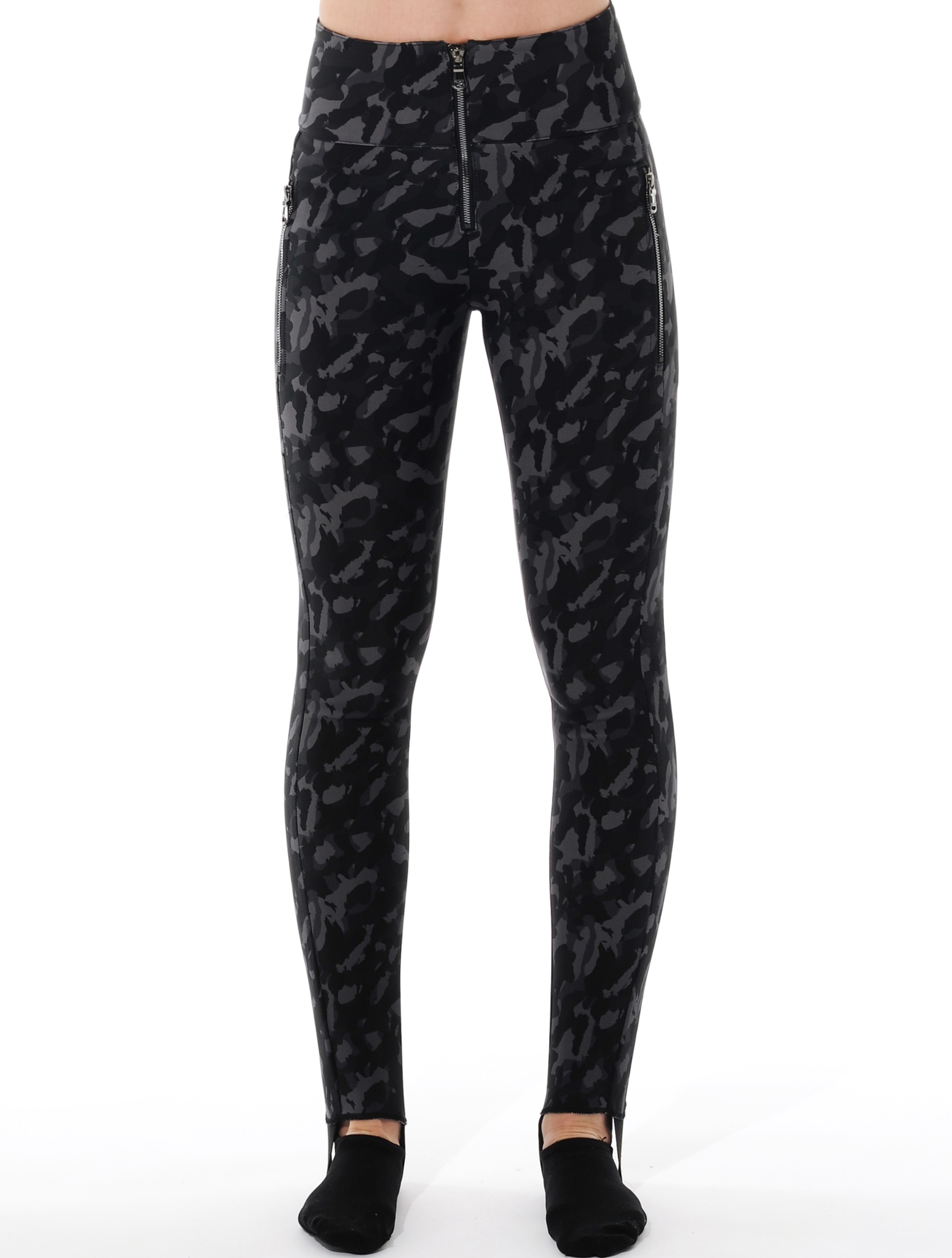 shape stretch print wedge pants camouflage black 