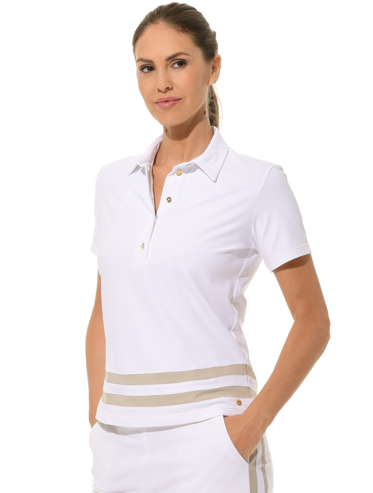 Jersey Golf Poloshirt white/light taupe