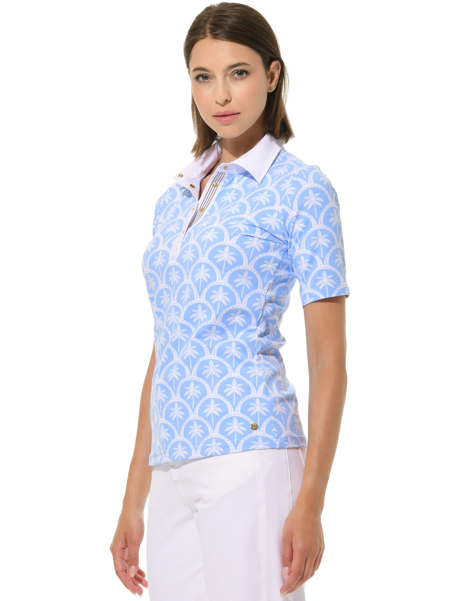 Barbados Print Golf Poloshirt baby blue