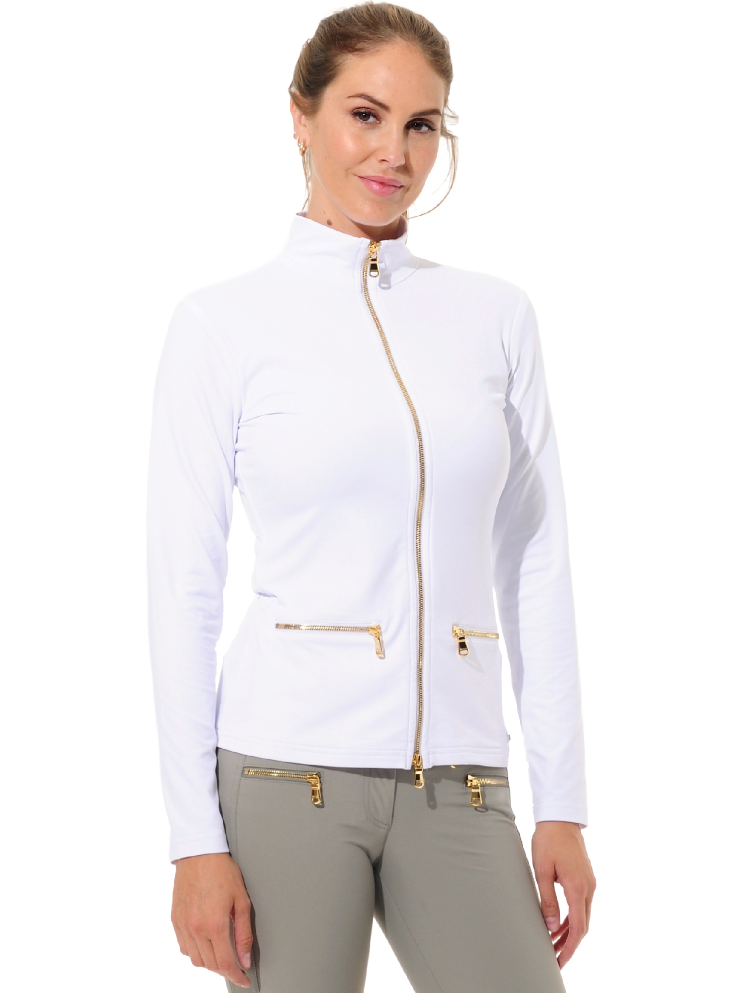 Jersey Shiny Gold Full Zip Midlayer white