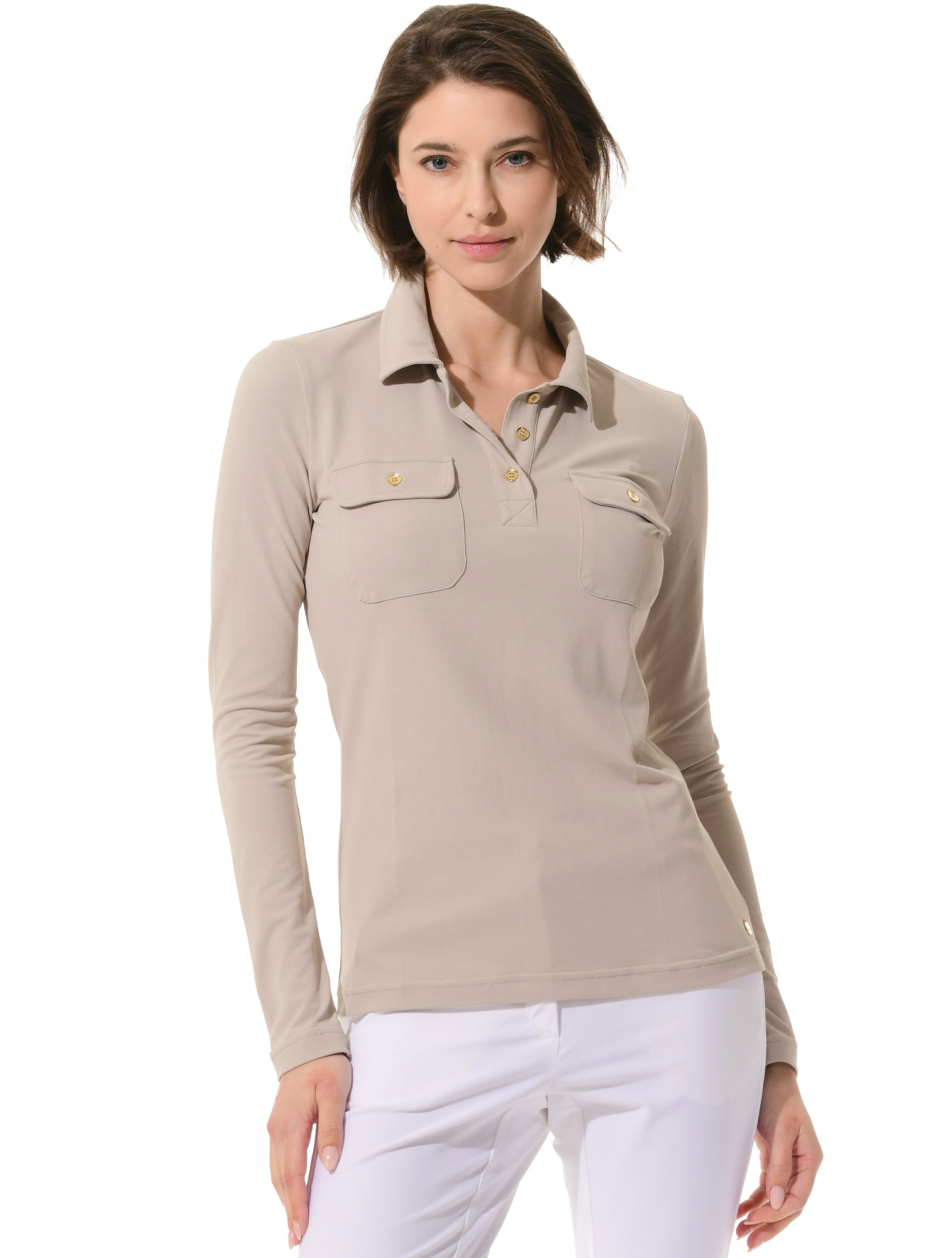 Pique golf polo shirt light taupe