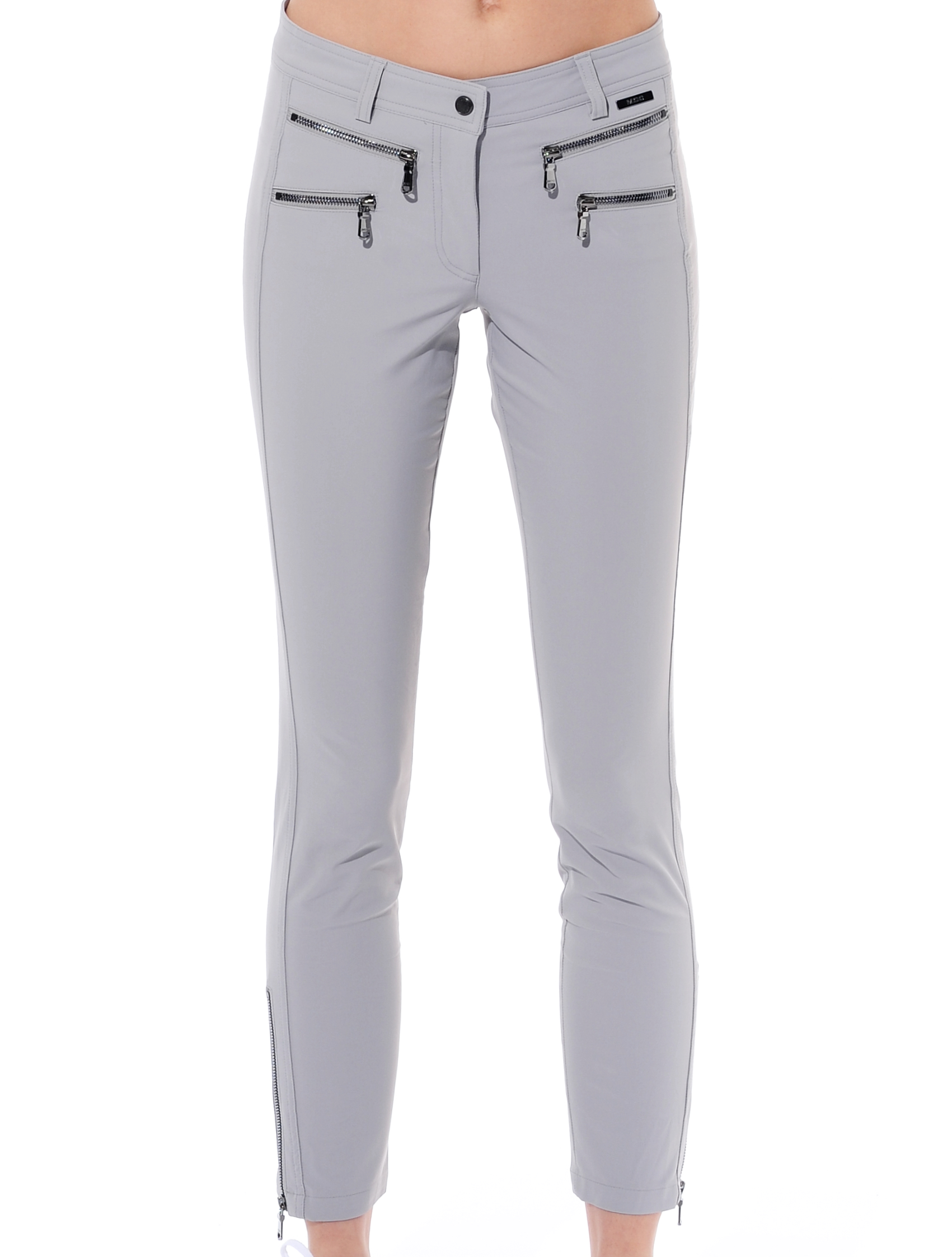4way stretch double zip ankle pants grey 