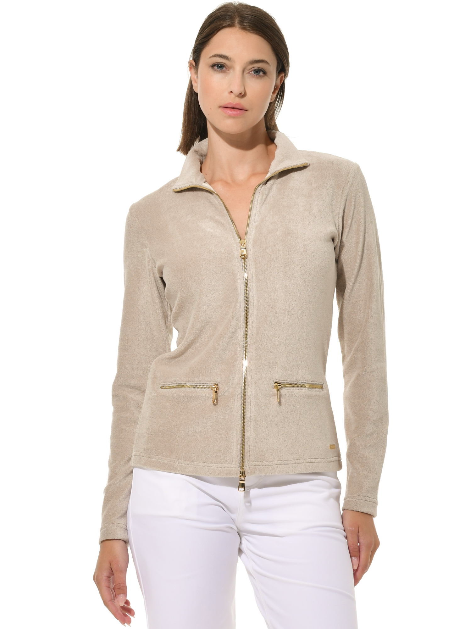 Terry Full Zip Midlayer light taupe