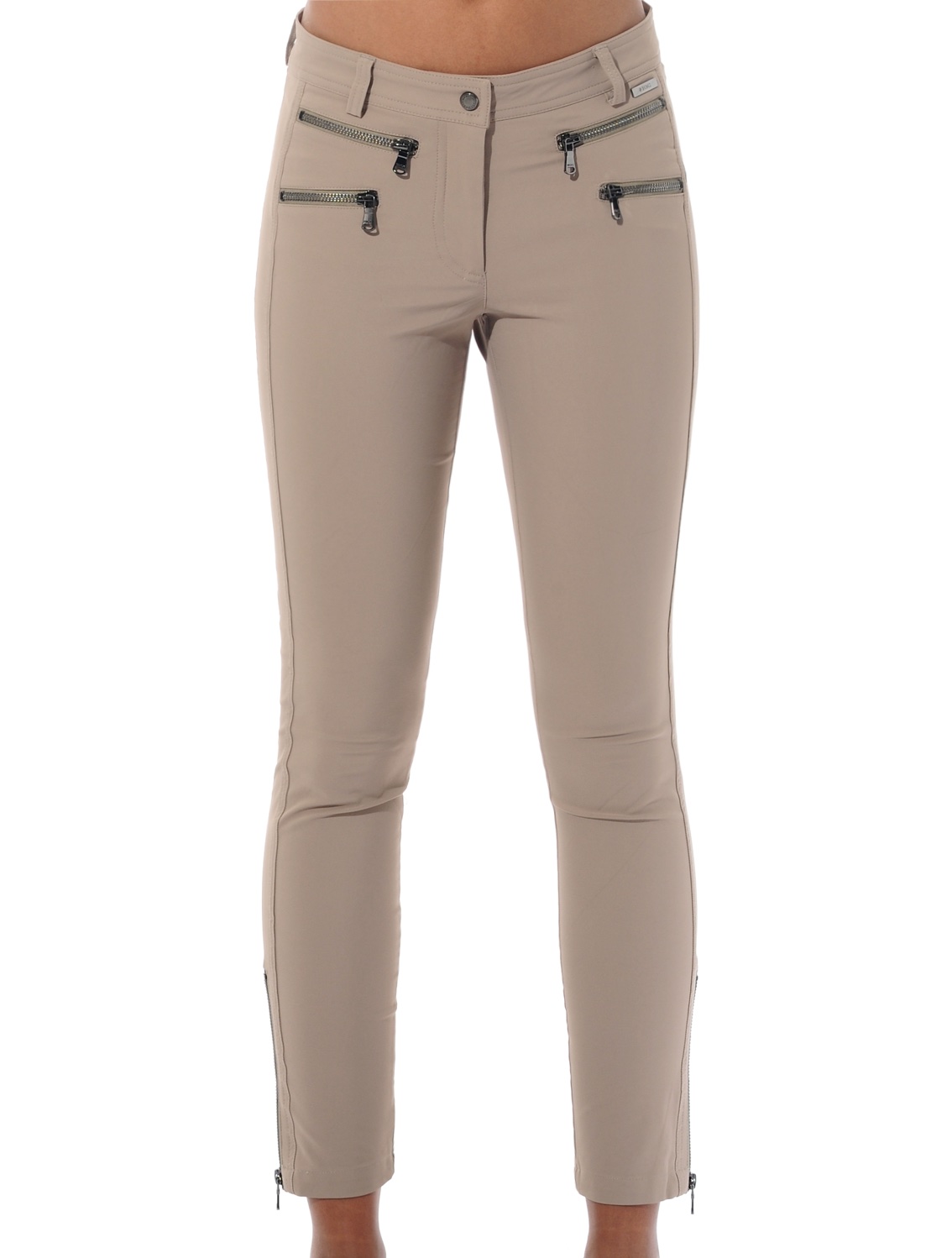 4way Stretch Double Zip Ankle Pants taupe